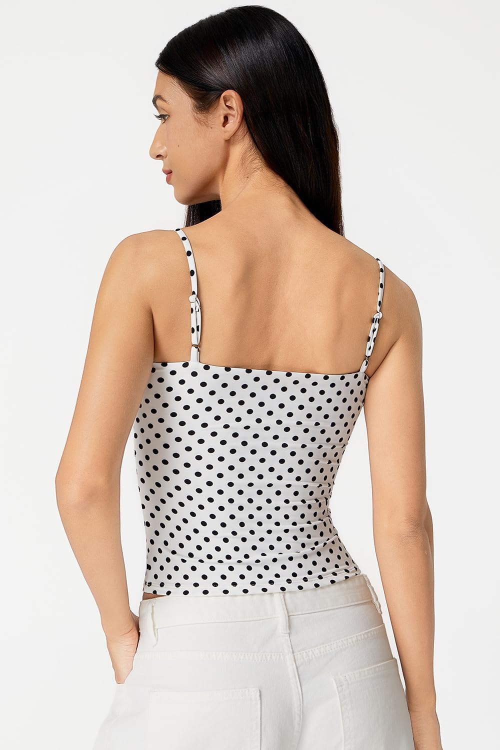 QINSEN Women's Double Lined Basic Tank Top Adjustable Spaghetti Straps Sleeveless Camisole Shirts - Image 3