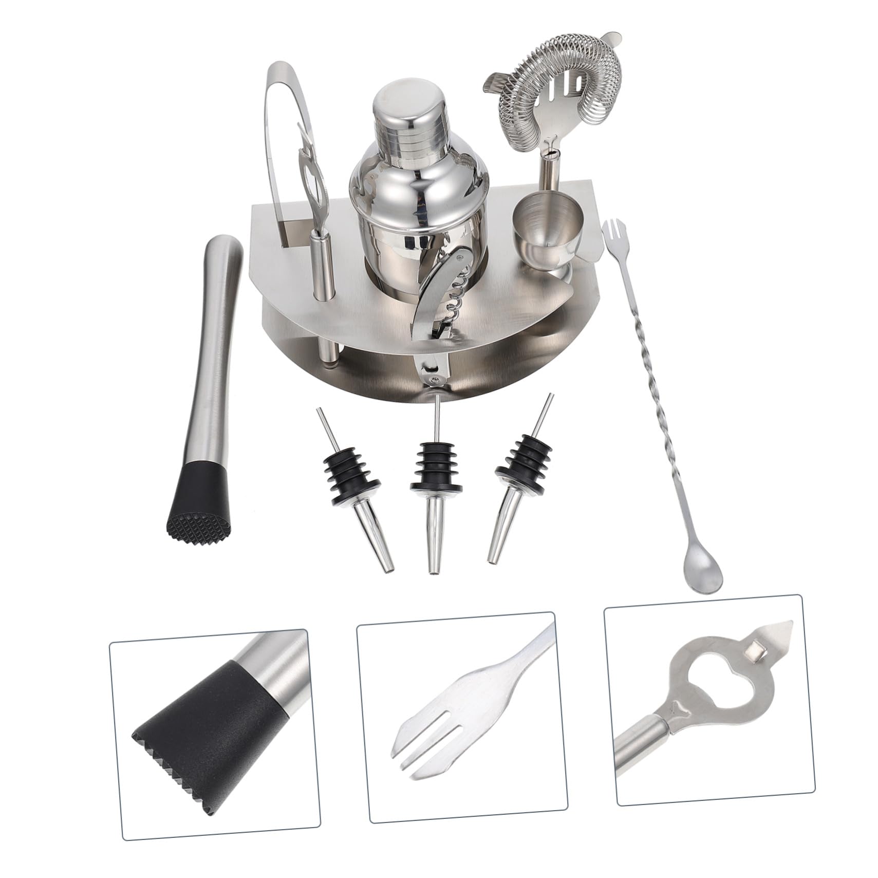 Ciieeo Kit Shaker Cocktail Acier Inoxydable Outil de Bar Polyvalent pour Maison Kit Complet pour Préparation de Cocktails