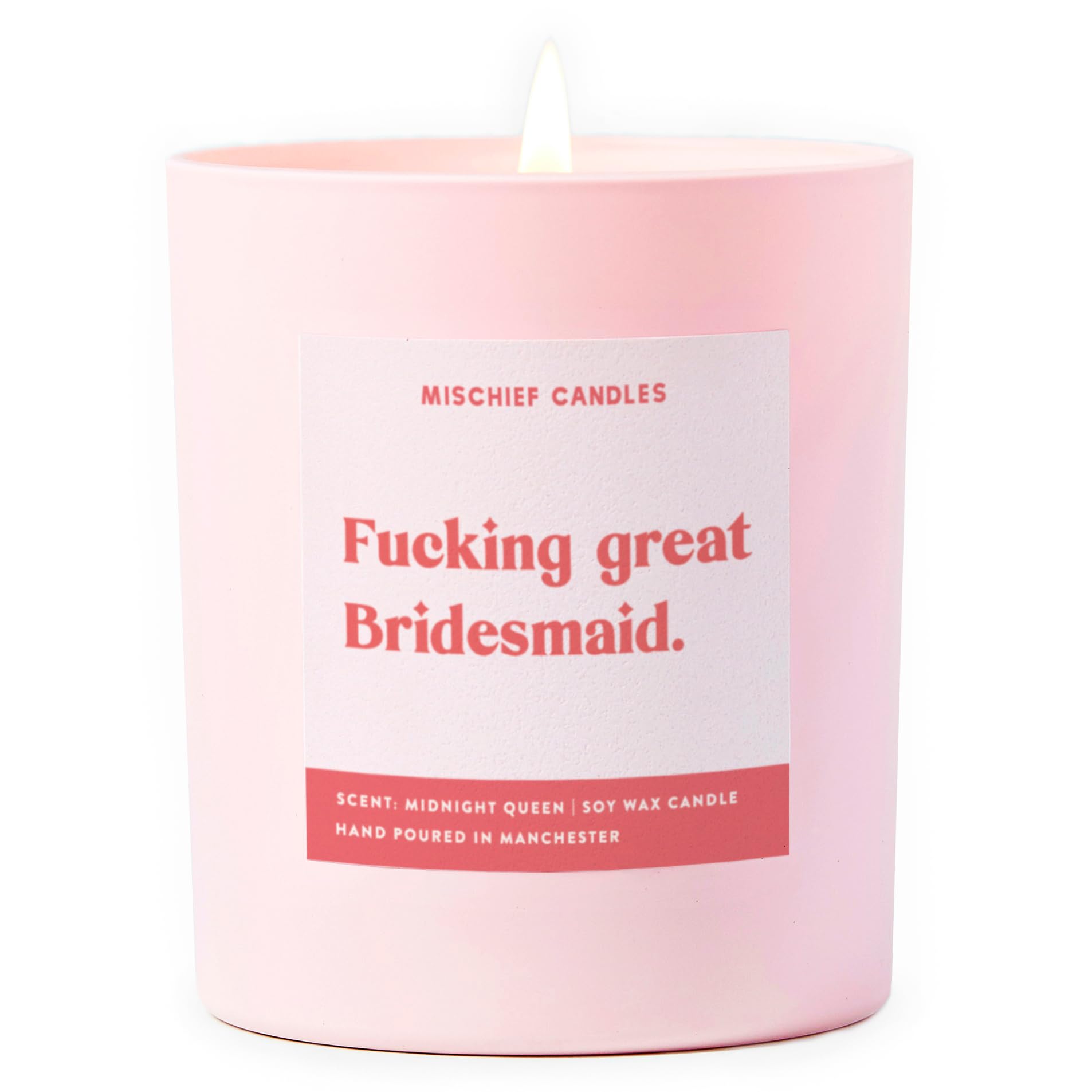 Funny Gift Wedding Gifts for Married Couple Scented Soy Wax Pink Candle (F****** Great Bridesmaid)