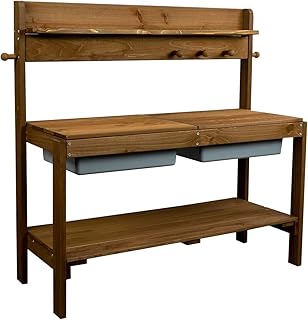 x x Roba Matschküche aus wetterfestem Holz - Pflanztisch für Kinder - Basteltisch für drinnen und draußen