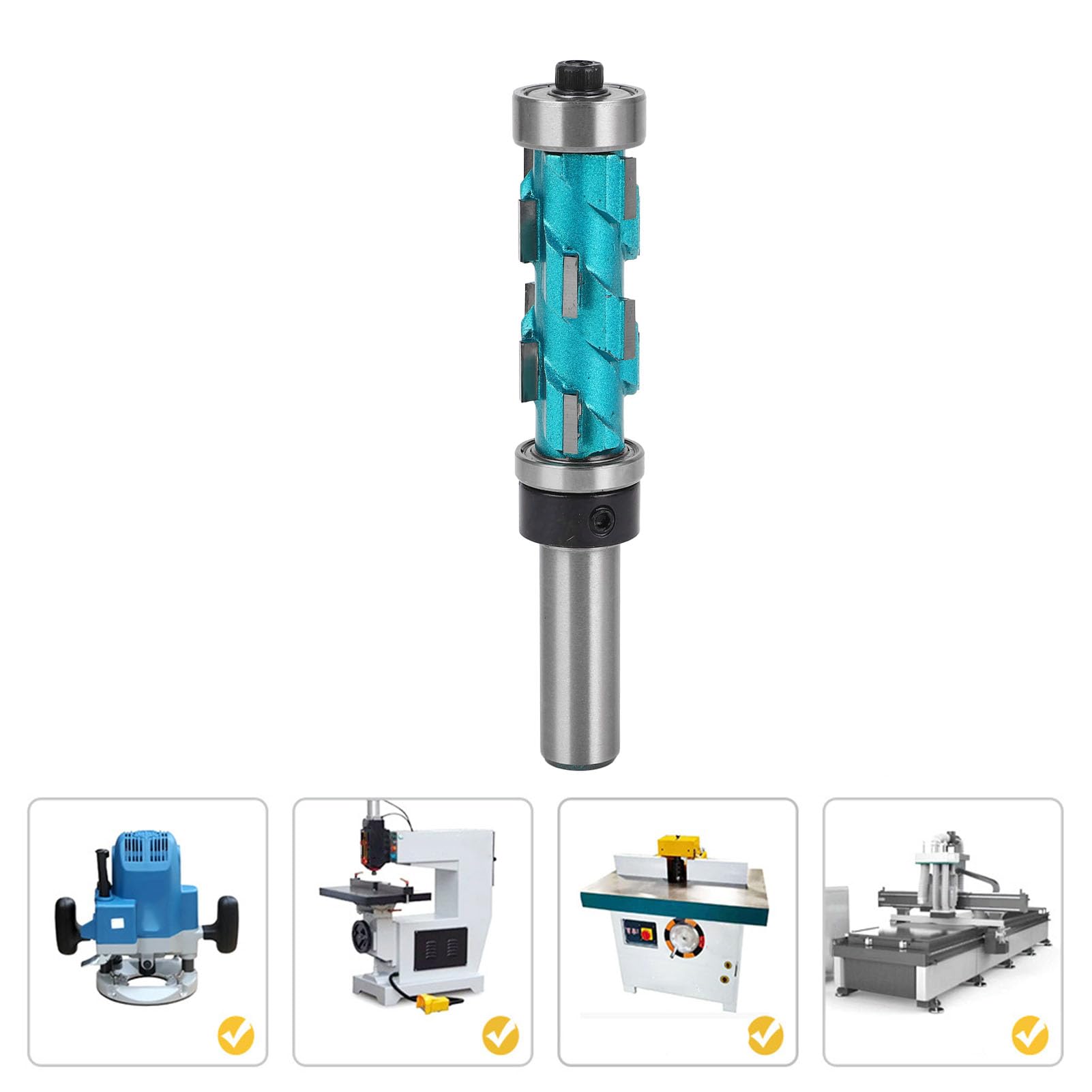 Flush Trint Routeter Bit 1/2 calowy materiał węgla z węglikiem podwójnym łożyskiem spiralny trymer do obróbki drewna Projekty 43 mm długość cięcia 19 mm średnica cięcia