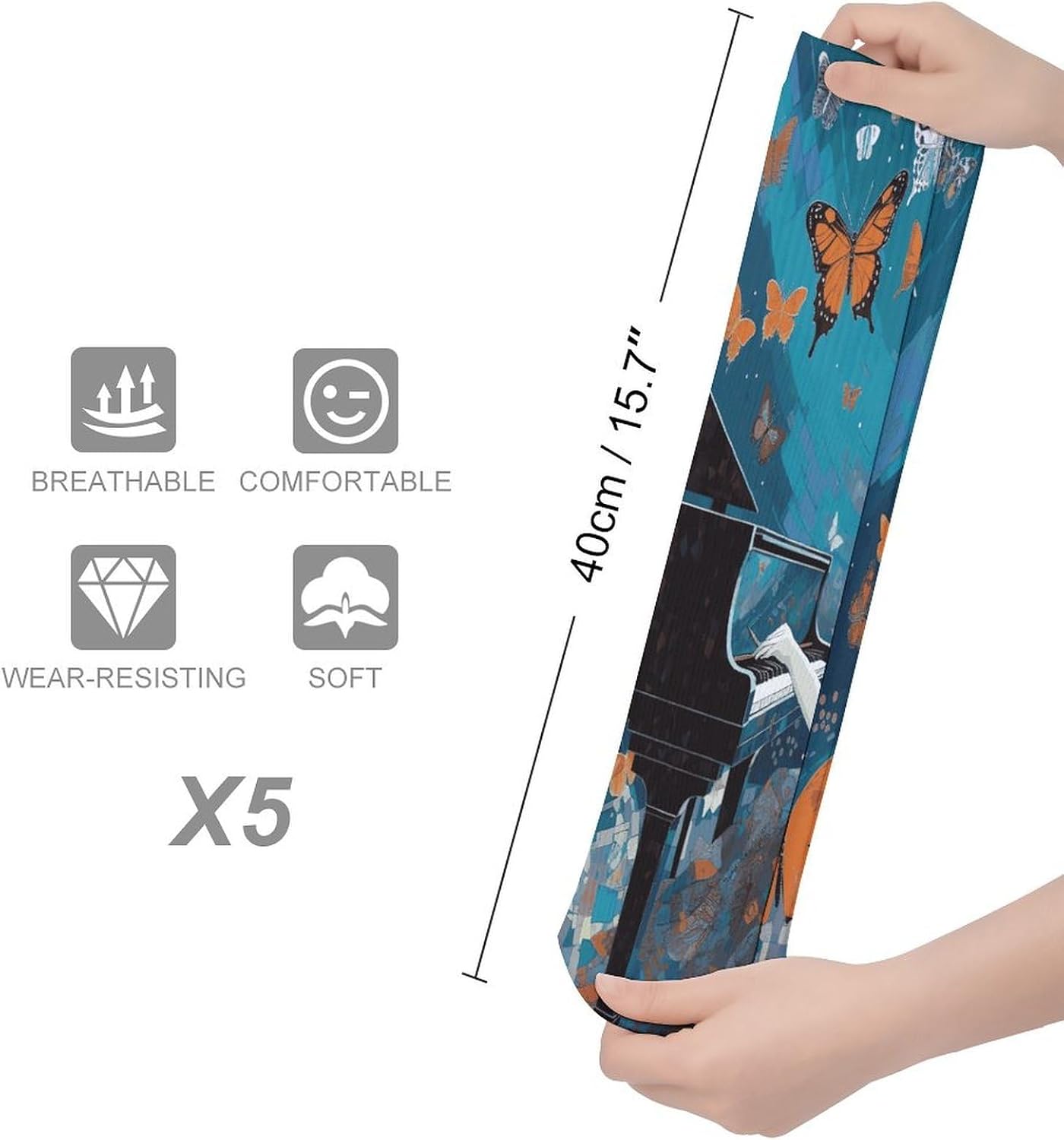 Girl Playing Piano Stocking - Cute Casual Long Athletic,Crew Sock for Men Women,Running Socks Soft Breathable for Gift