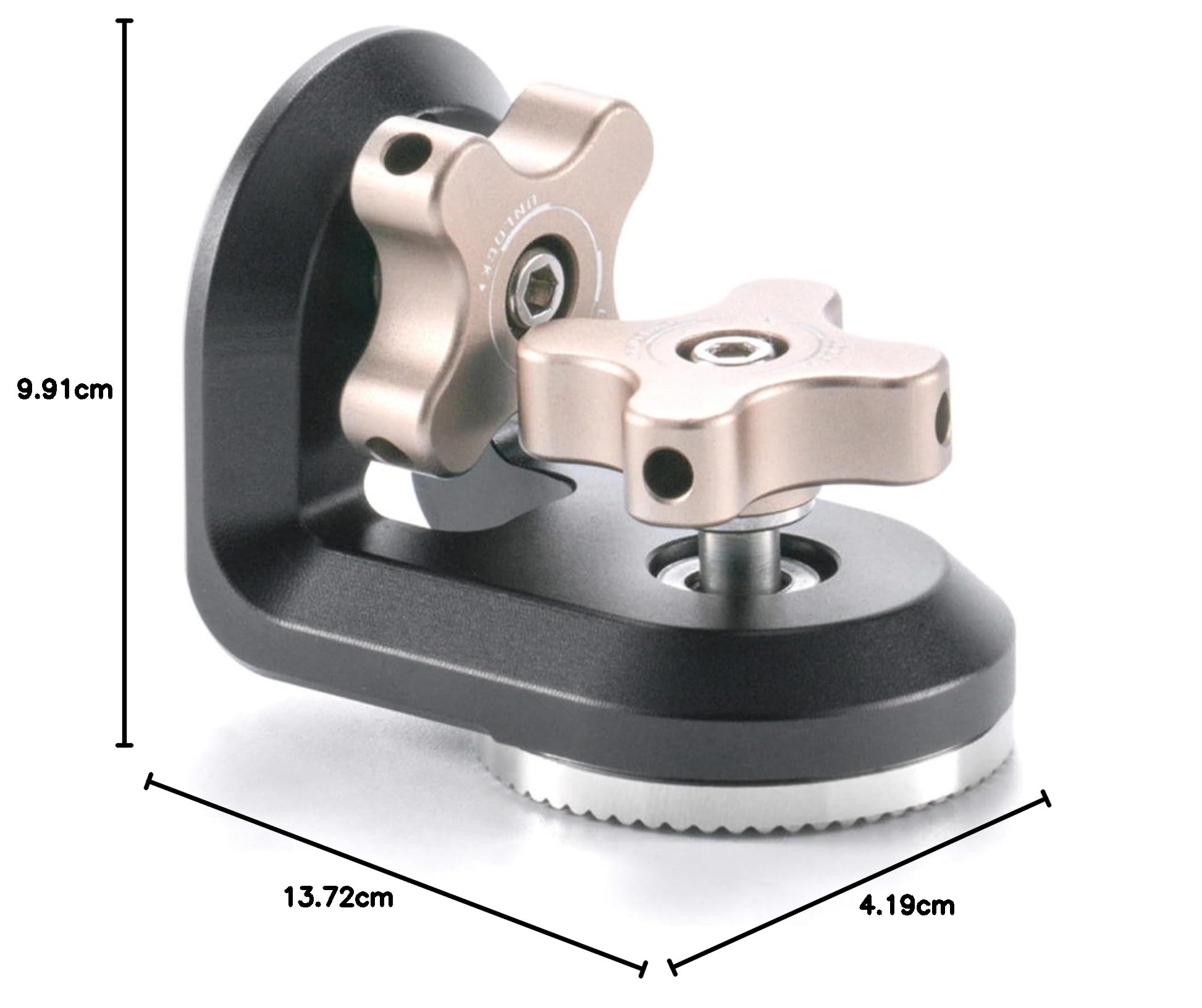 Tilta rechtwinkliger Rosettenadapter auf 1/4"-20 mit Passstiften, kompatibel mit Nucleus Nano II Steuergriff und leichtem Schulterrig - Schwarz TA-RRA-1420