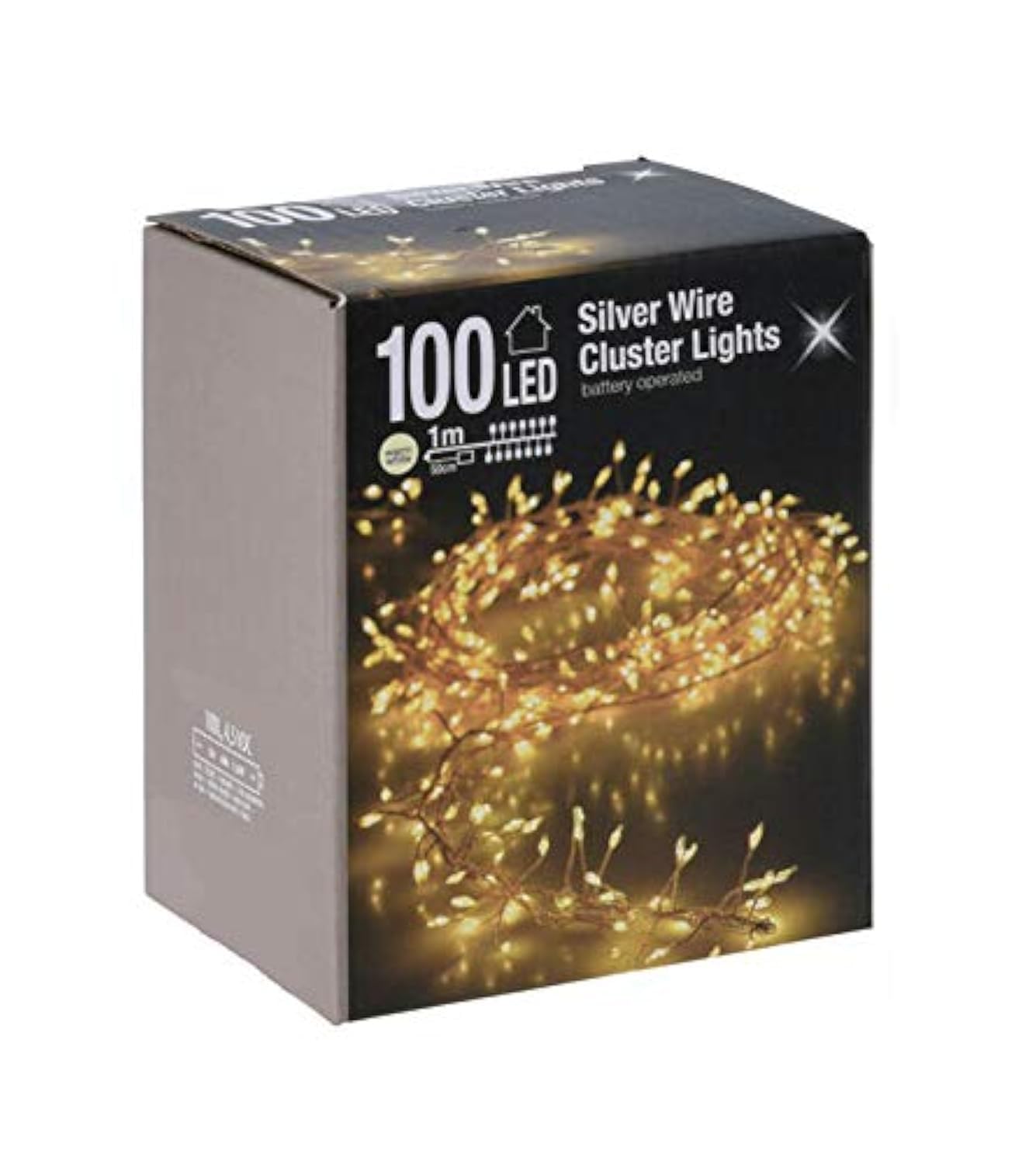 Cluster micro fairy lights, 100 LEDs, warm white, 100 cm, tufts of light wire fairy lights.