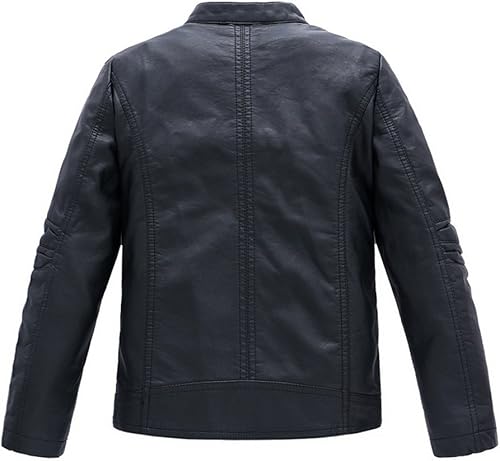 Miniatura 2 de LJYH Chaqueta de cuero sintético para motocicleta con cuello de niño, abrigos de motociclista para niños