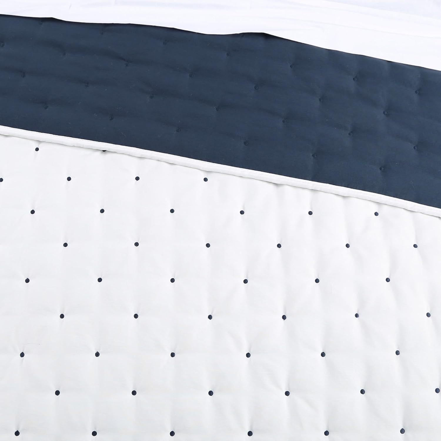 Levtex Home - Embroidered Swiss Dot Quilt Set - Full/Queen Quilt and Two Standard Shams - Dot - Navy and White - Quilt (88x92in.) and Shams (20x26in.) - Reversible - Polyester - Image 5