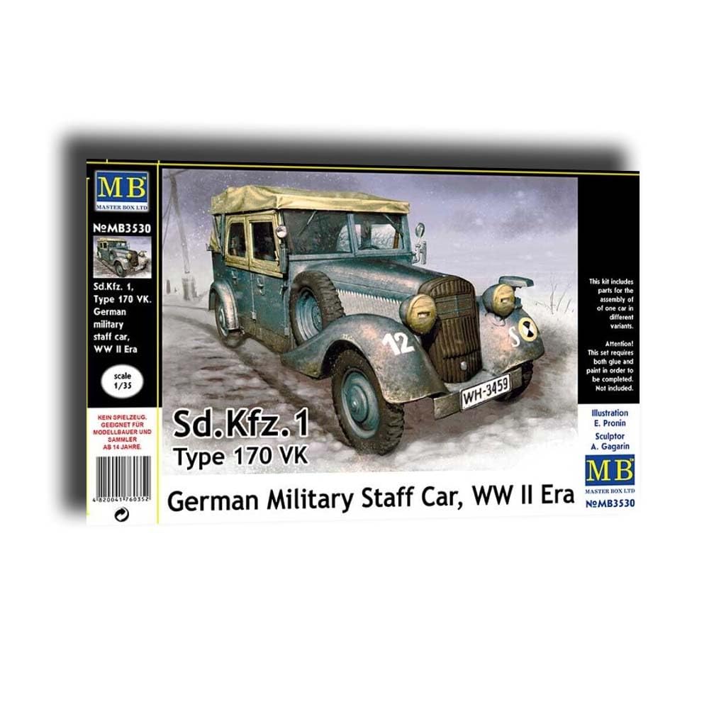 Master Box 3530 1/35 Model kit of Sd. Kfz.1 Type 170 VK, German Military Staff Car WW II Era, Grey, MB3530