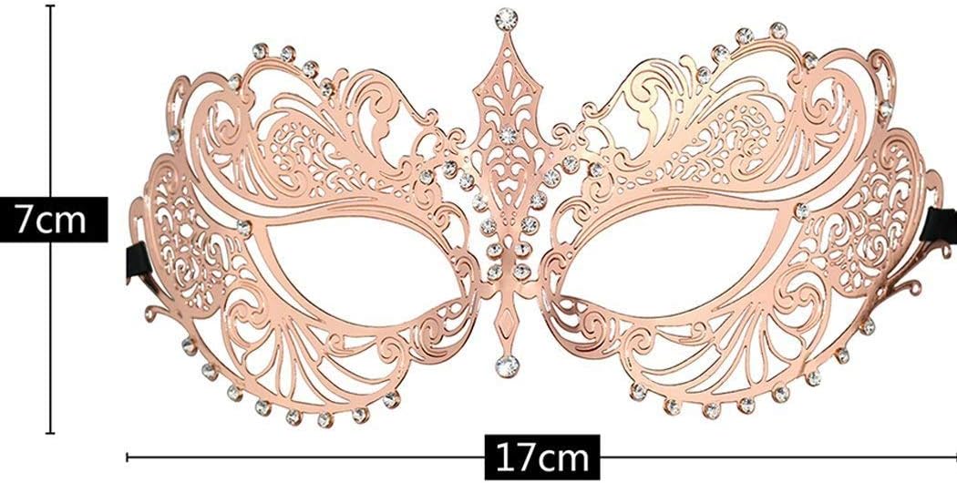 Thmyo Women's Laser Cut Metal Venetian Halloween Mardi Gras Party Mask(Rose gold)