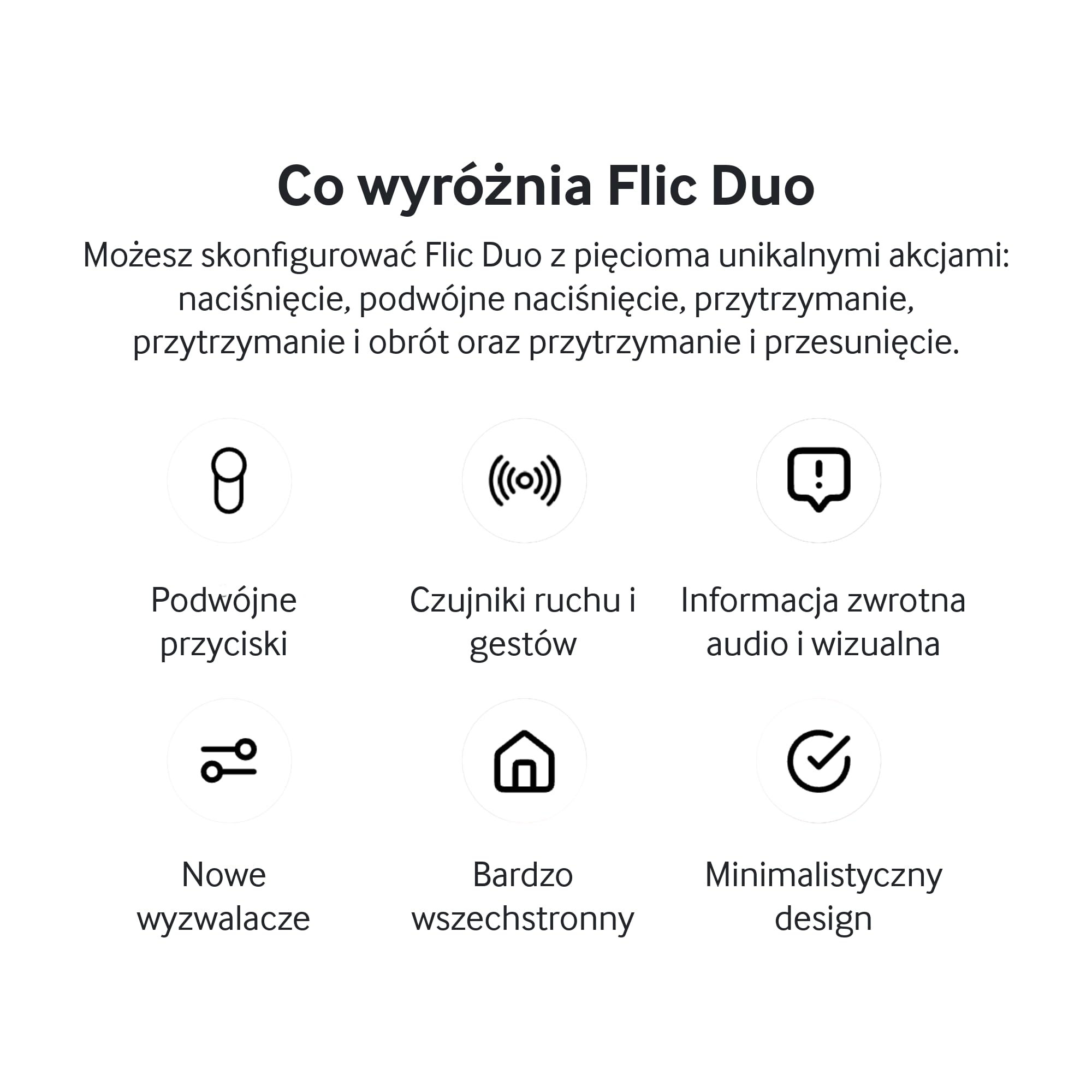 Flic Duo | Controlador inteligente para el hogar | Funciona con Matter, Alexa, SmartThings, Sonos, Homey a través de cualquier concentrador Flic (blanco)