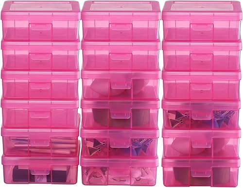 Caja de almacenamiento de plástico transparente, paquete de 18 contenedores apilables con tapas de pestillo para organizar Lego, crayón, lápices y