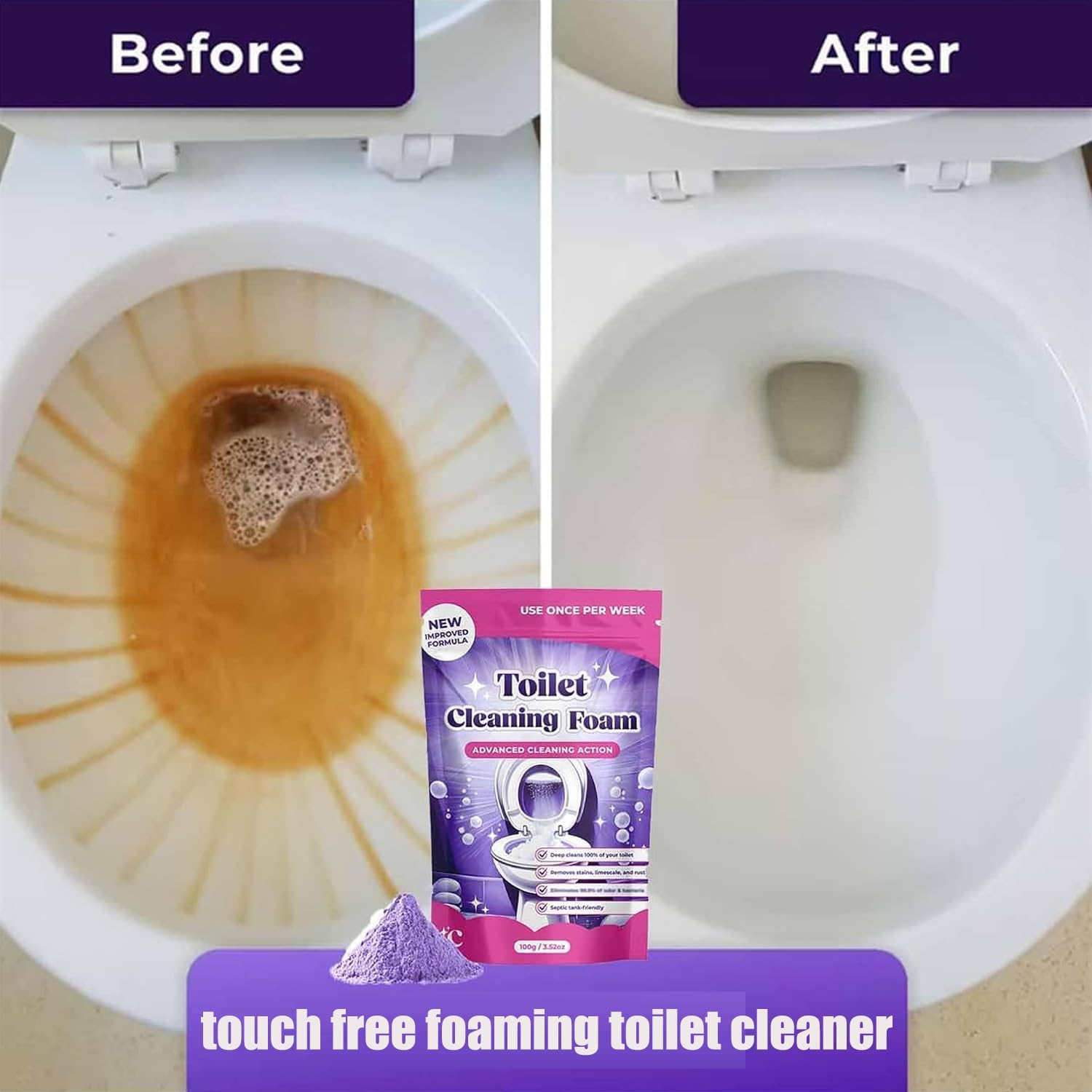 2026 New Toilet Cleaner, Toilet Cleaning Foam, Foam For Sparkling Clean, Touch Free Foaming Cleaning Powder (3)