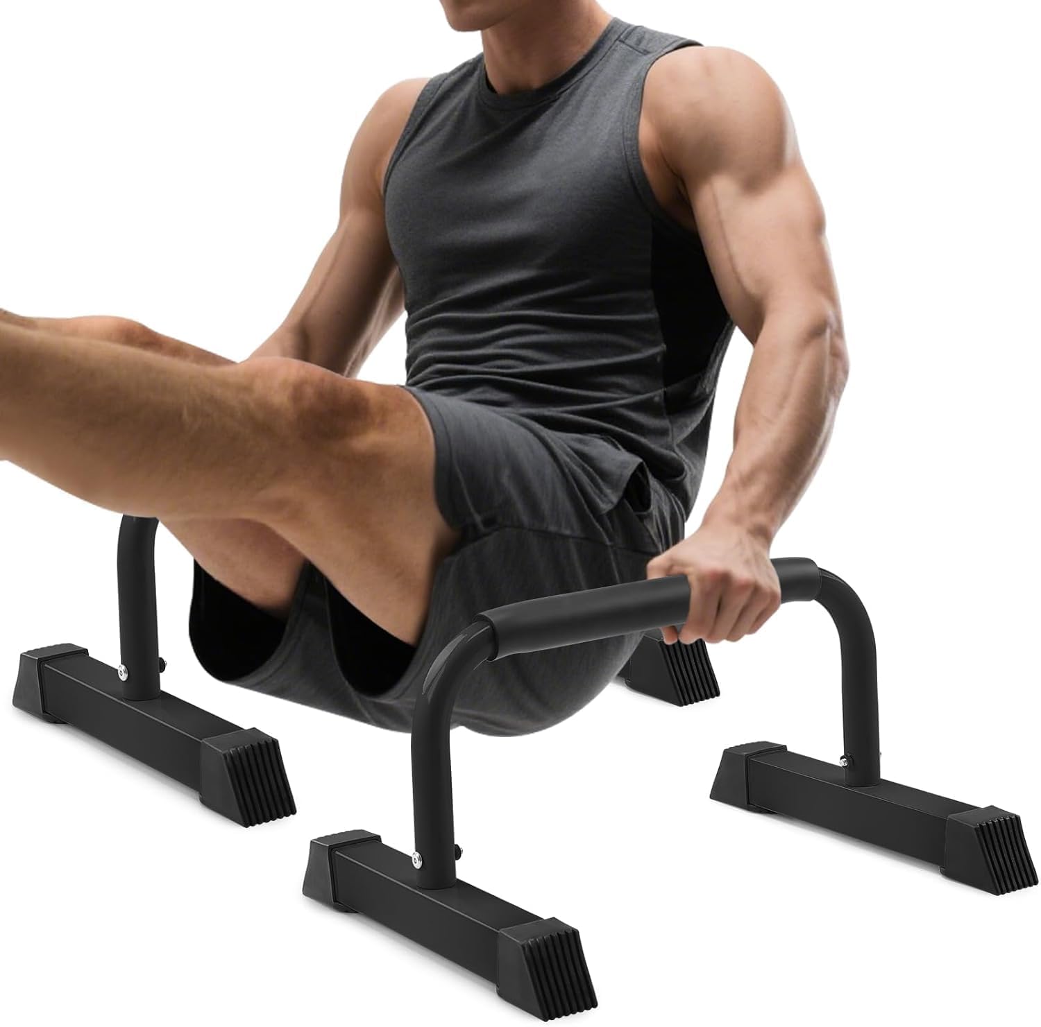 TYB Rugged Material Heavy multifunctional bars(Push-up, dips,etc), Black Commercial Steel, 24x24x12 Inches, 700 LBS Capacity, Portable Home Gym Exercise Equipment for Calisthenics (Black, High Bar)-image-26