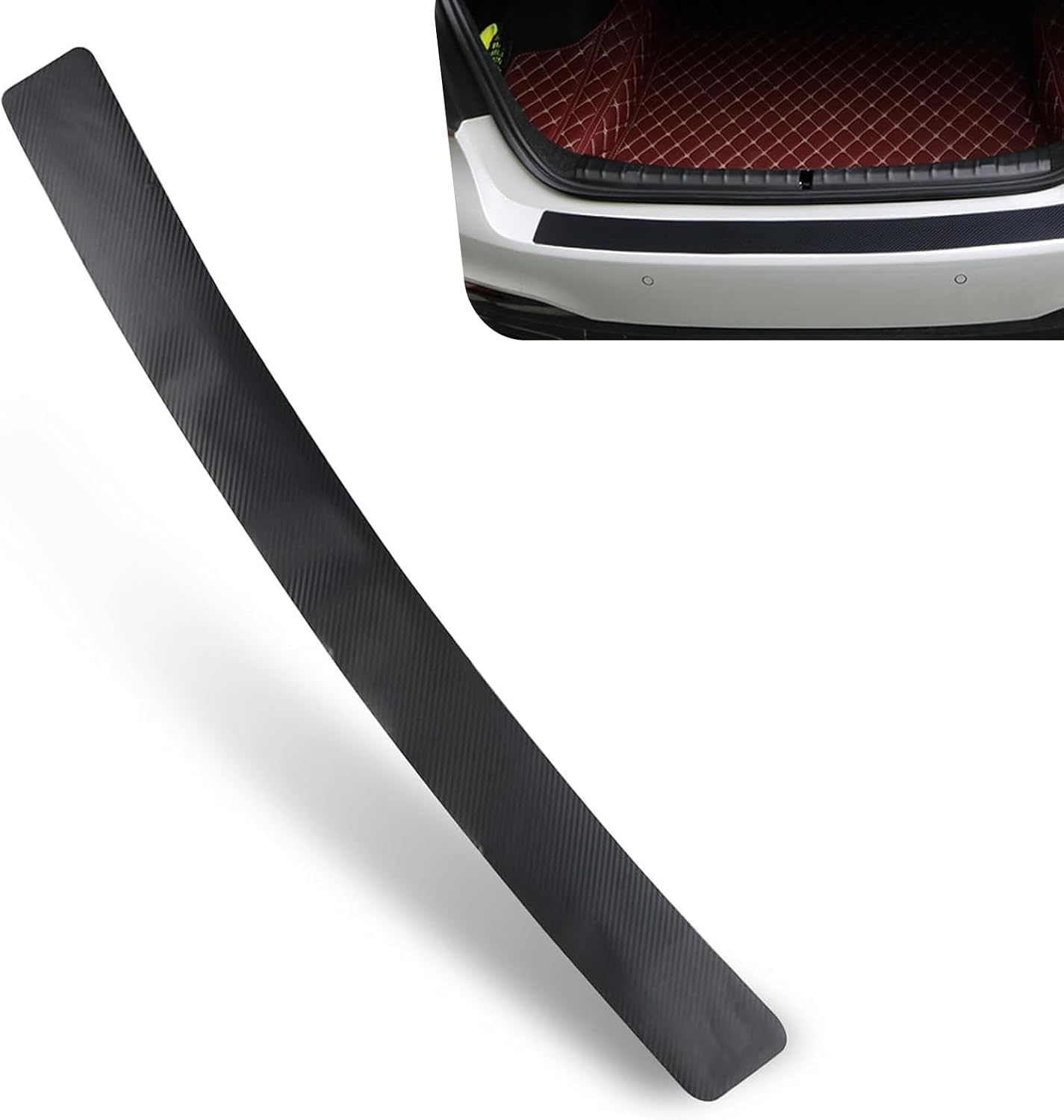 Vaporverse Normal Car Rear Bumper Protector For Cupra Ateca 2018-2021, Carbon Fiber Trunk Sill Guard Strip Scratch-Resistant Outer Door Edge Protective Cover