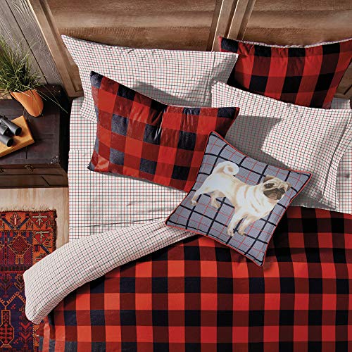 G.h. Bass Buffalo Check 2-Piece 100% Cotton Flannel Reversible Comforter Bedding Set, Twin, Red #TOP4