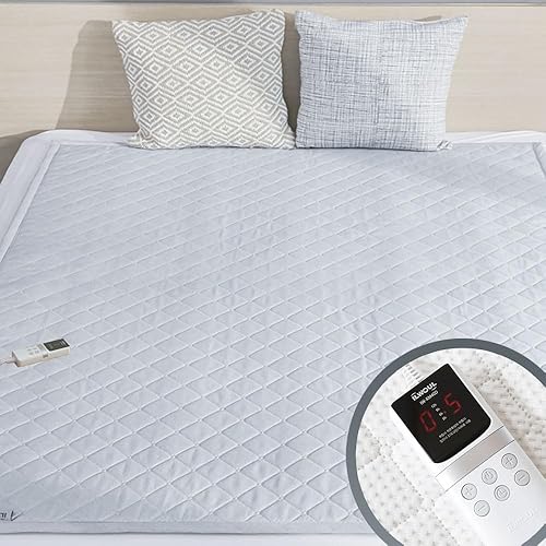 Almohadilla de colchón térmica, lavable a máquina, apagado automático 15 horas, 5 ajustes de calefacción, bloqueo de radiación, material AeroSilver