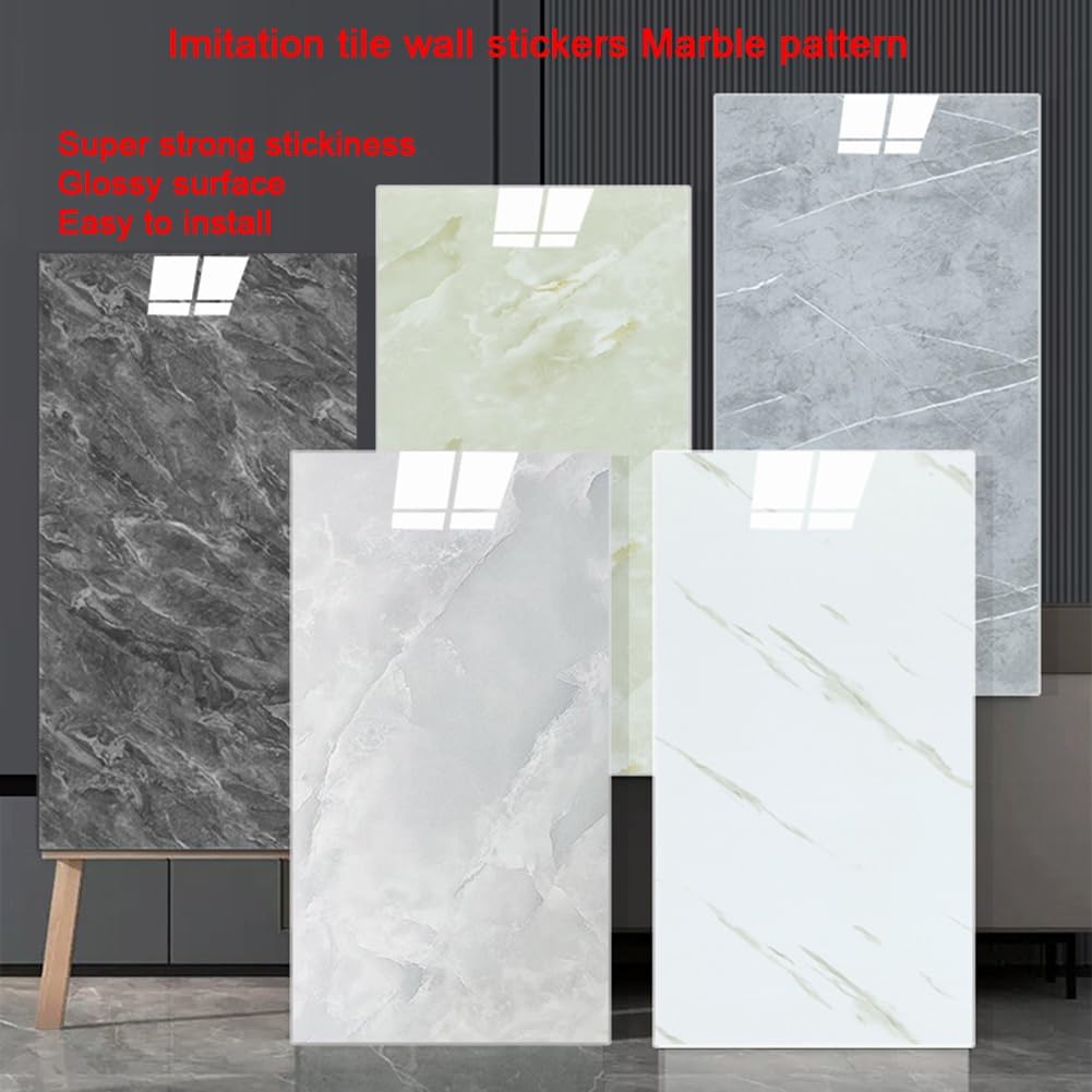Marmorfliesen-Aufkleber zum Abziehen und Aufkleben, Earl Grey, Wandpaneele für Küche und Badezimmer, Rückwand, abnehmbare Wandaufkleber für stilvolle Raumdekoration, 40 x 80 cm, 20 Stück