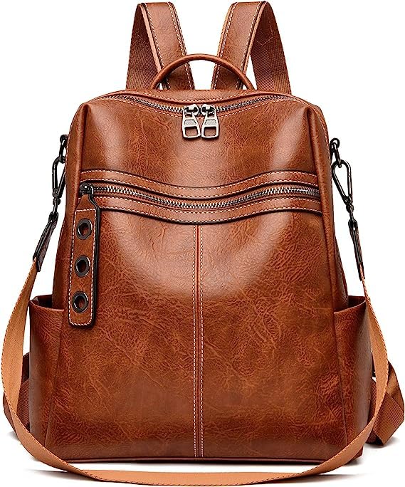 MUCHOVA Premium Backpack Purse For Women Water Resistant Bag Casual Backpack For College Girls Peach Color (Brown) (B0D8GJK2C4) Amazon Price History, Amazon Price Tracker