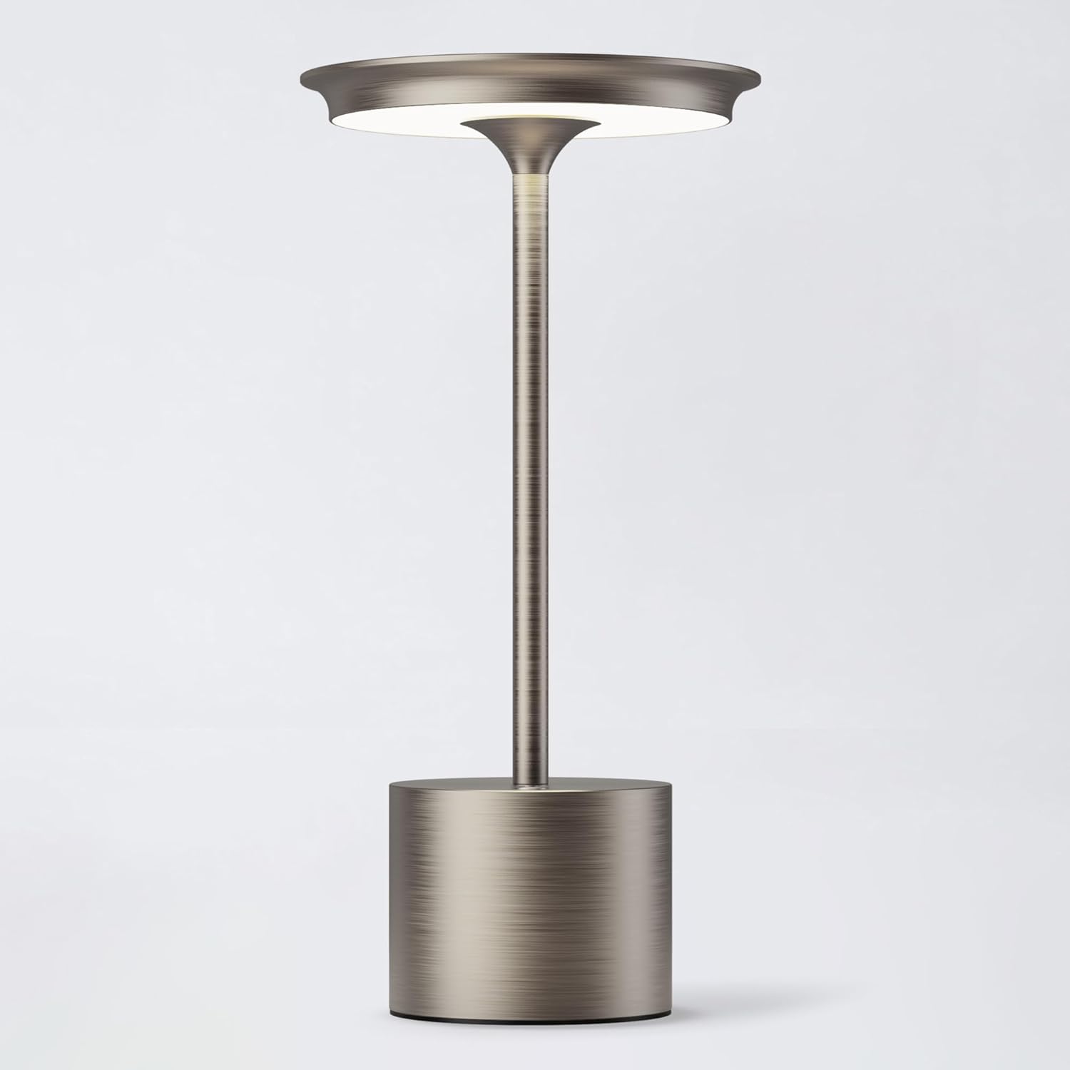 Cordless Table Lamp, Portable Rechargeable 6000mAh Outdoor Table Lamp, 3 Color Stepless Dimming Battery Powered Lamp, LED Table Light for Dinner/Bedroom/Restaurant/Outdoor (Silver)