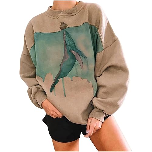 Aniwood Crewneck Sweatshirts for Women Teen Girls Pullover Oversized Sweatshirt HAMPSHIRE Print Long Sleeve Loose Sweaters
