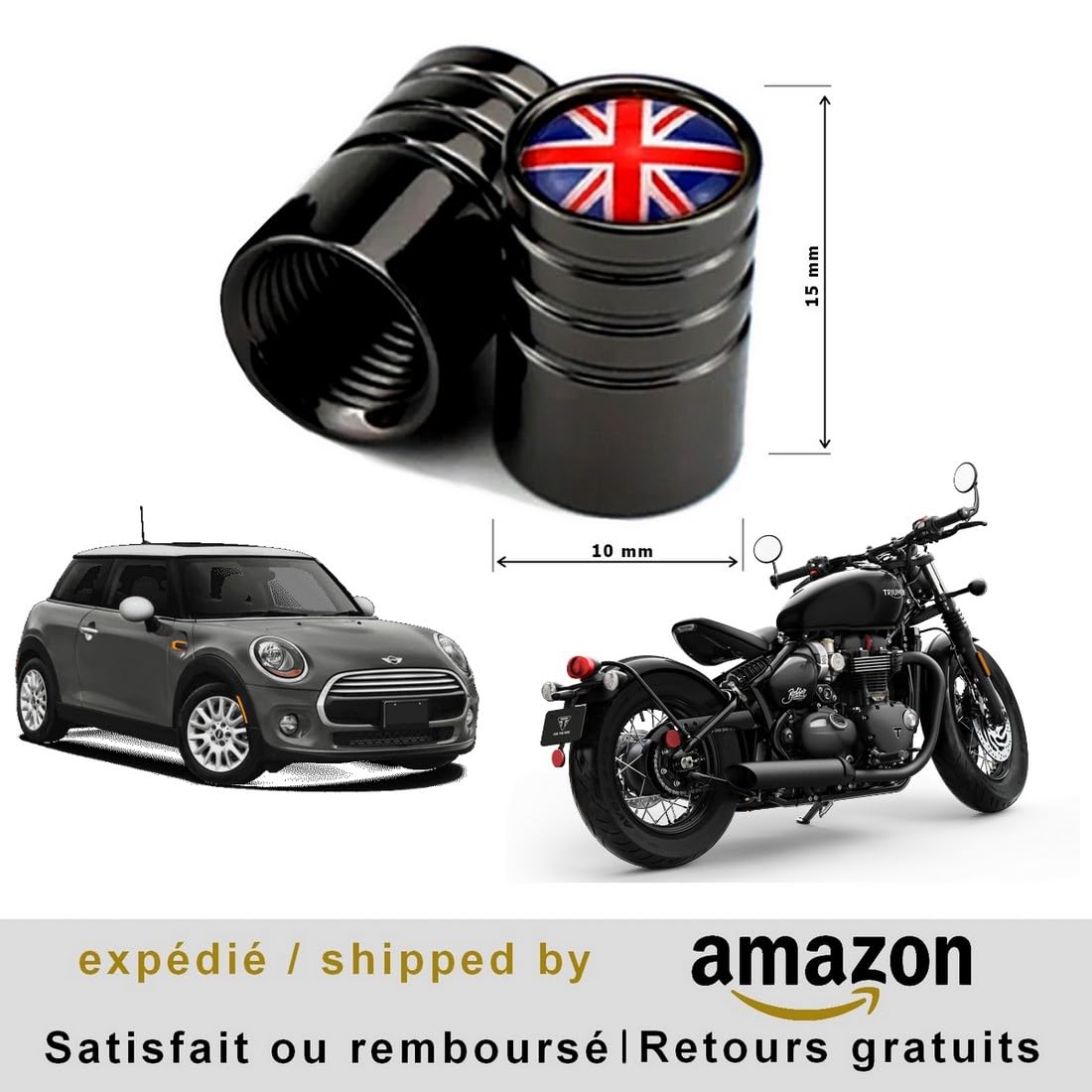 Bouchons anti-poussière Valve pneu bouchons d'air Union Jack