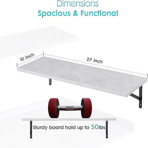 Miniatura 4 de Kaboon Juego de encimera y estantes para lavadora y secadora, encimera de melamina con rieles de borde, 27.5 pulgadas de profundidad x 54 pulgadas