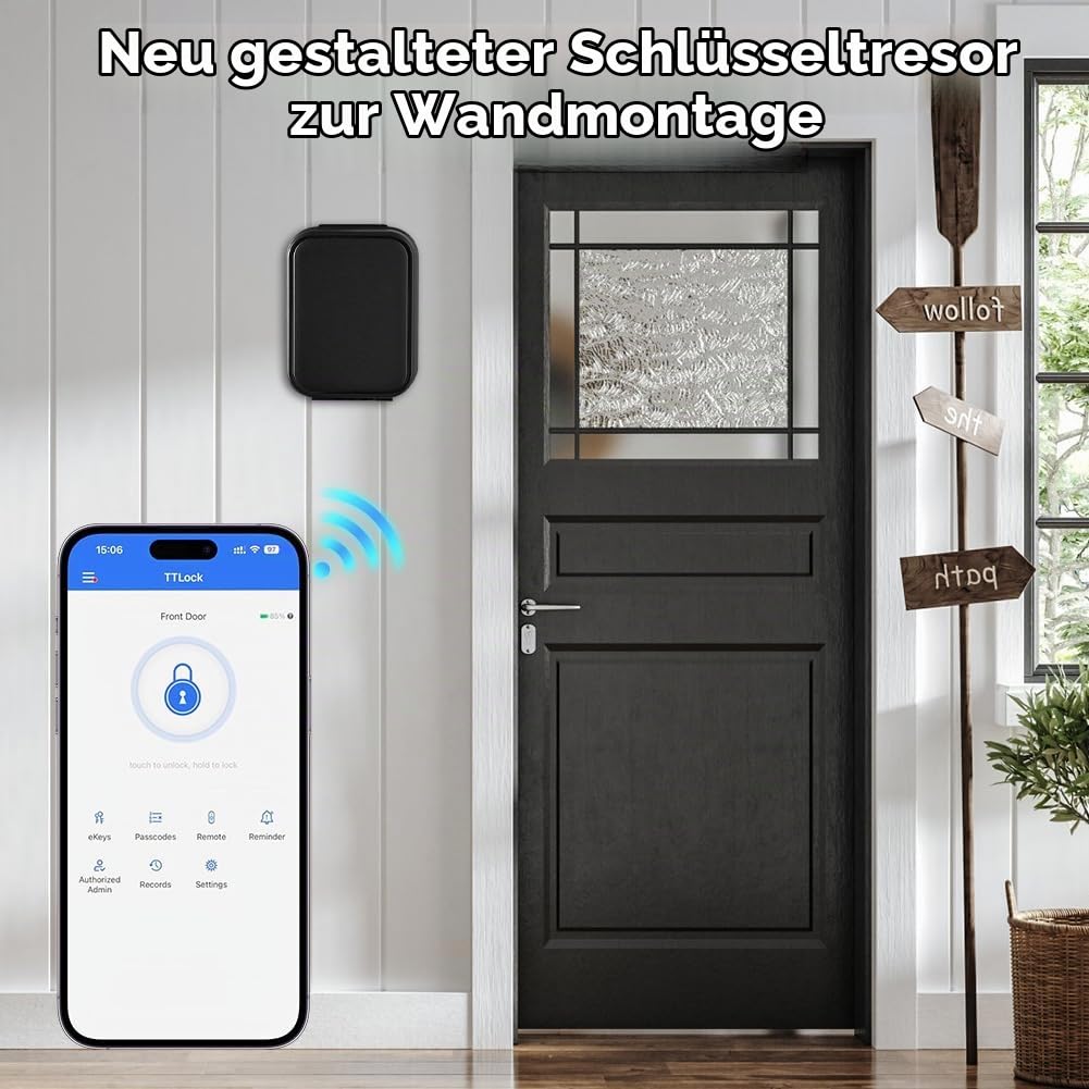 Smart Connected Schlüsseltresor, Bluetooth Lock Box unterstützt TTLock APP und PIN-Code Schlüsseltresor, Digitaler Schlüsseltresor, Schlüsselsafe, Smart Schlüsselbox, für Zuhause, Büro, Haus Garage