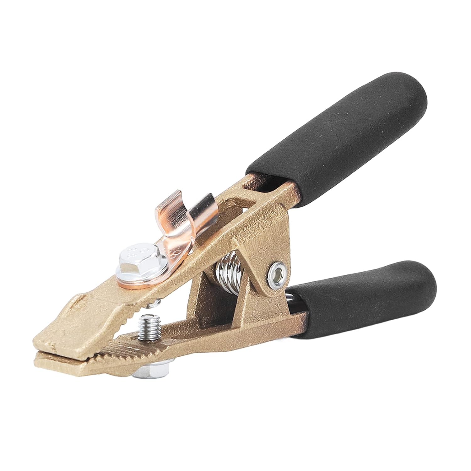 Brass Welding Grounding Clamp 260A, Industrial Earth Wire Clamp for Argon Arc Welding Pliers with U-Shape Black Cover, Power Manufacturing Earth Pliers for Industrial Use