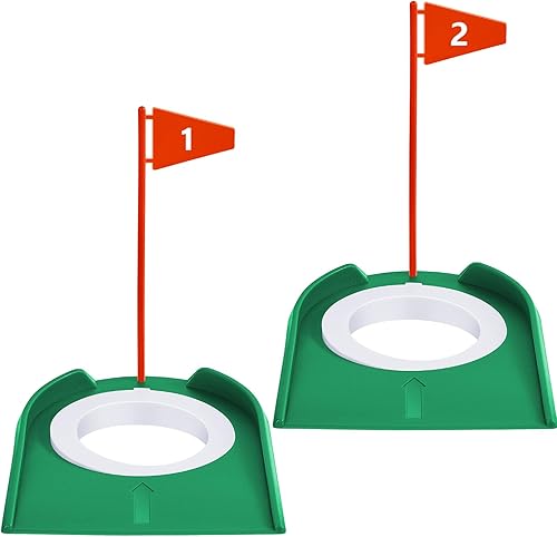 Miniatura 8 de Sotiff Juego de 6 vasos de práctica de golf para entrenamiento de golf, juego de putting verde para interiores, taza de golf con bandera para