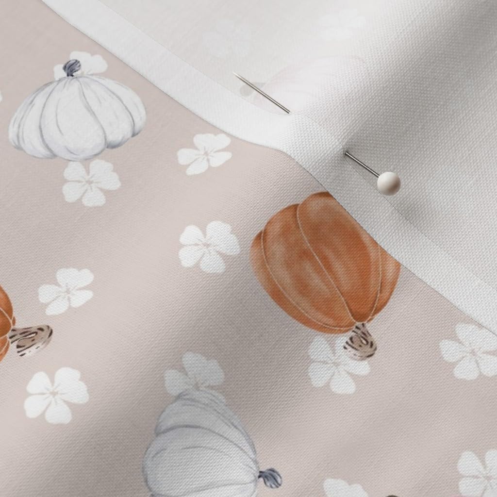 Spoonflower Fabric - Pumpkins Autumn Fall Thanksgiving Pink Nursery Watercolor Baby Soft Printed on Petal Cotton Fabric Fat Quarter - Sewing Quilting Apparel Crafts Decor
