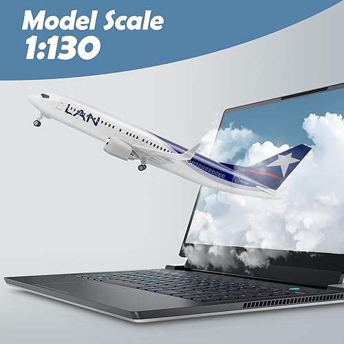 Miniatura 5 de Joylluoan 1130 LAN 737 aleación fundido a troquel aviones modelo con luz LED