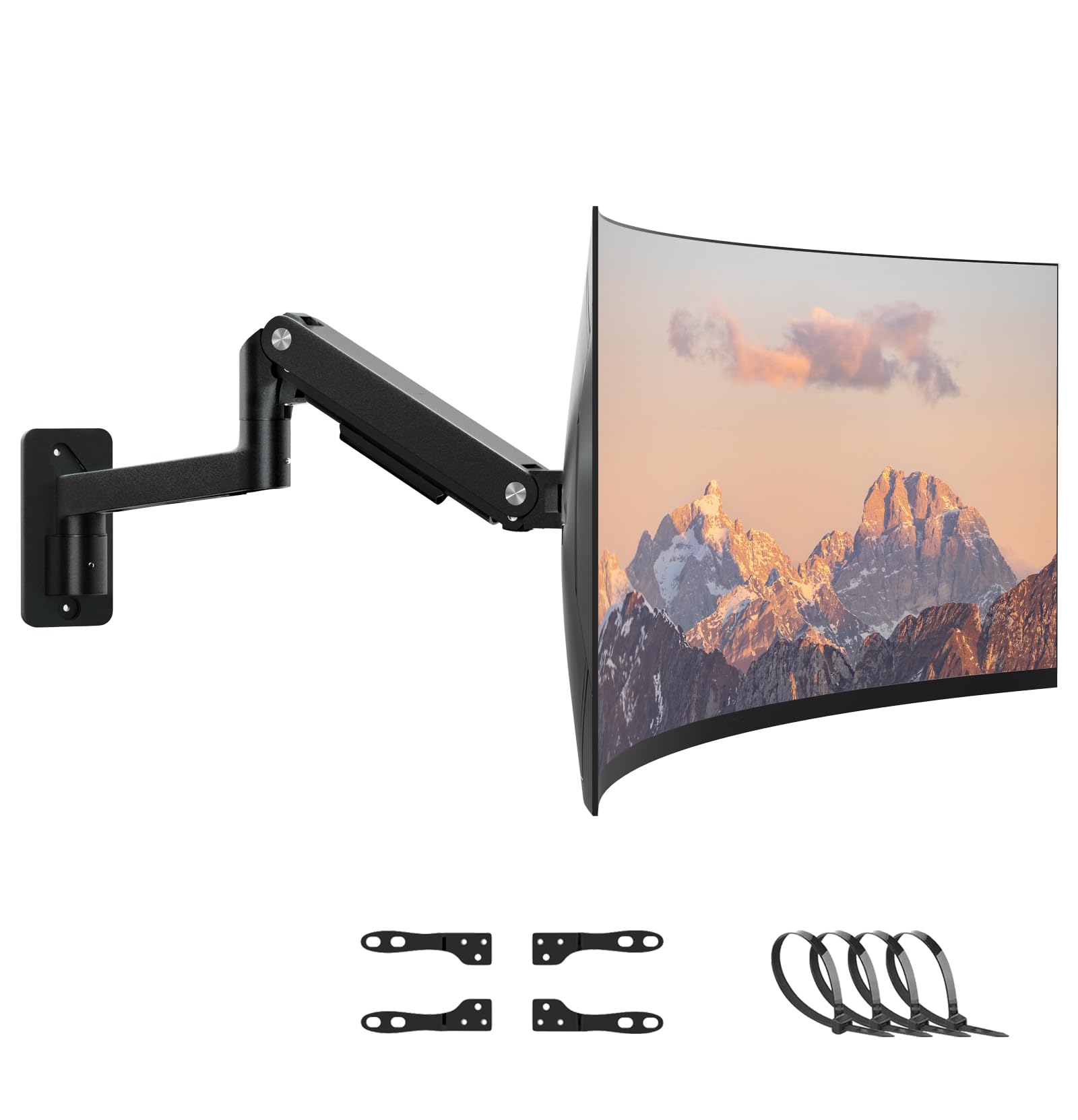 PUTORSEN Monitor Wall Mount Arm - Heavy Duty for Ultrawide Computer up to 49 inches and 44 lbs with Gas Spring, Full Motion Adjustable, Max VESA 200x200