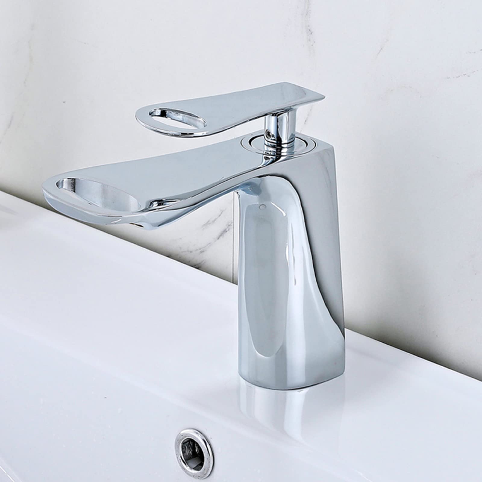 Nvsfzgiyg Cromo Basin Faucet Waterfall, Hot And Cold Sink Mixer Tap, Brass, Single Hole Mount, Handle, Bathroom, Chrome Plated(Cromo)