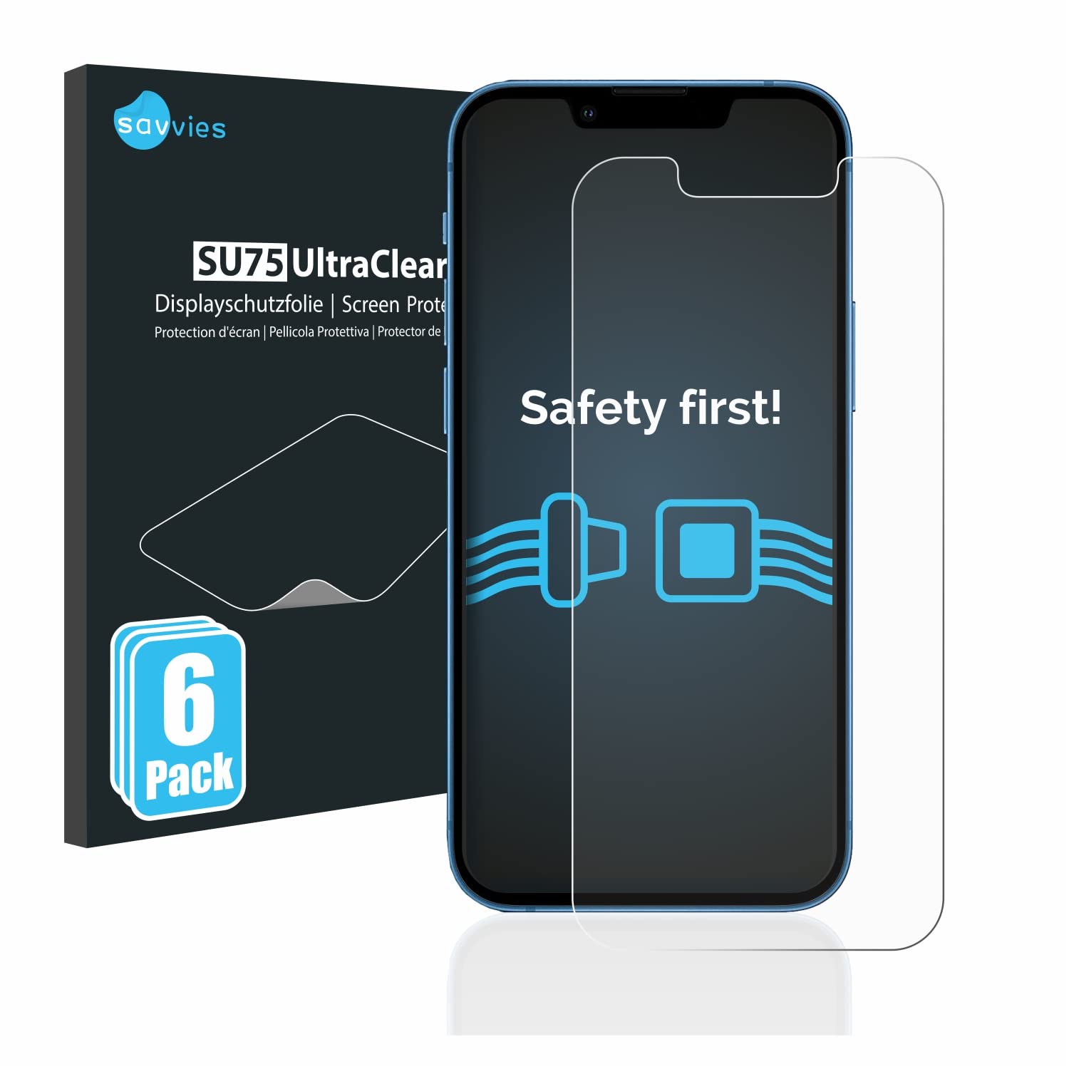 savvies 6 Unidades Protector Pantalla para Apple iPhone 13 mini | Transparente Protección Pantalla Made in Germany, Película Ultra Transparente