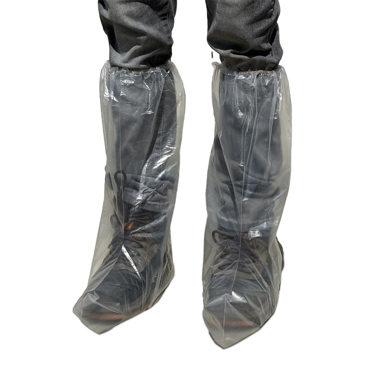 Sandbaggy Waterproof Boot/Shoe Covers - 19" Tall, 3 Mil Disposable - Transparent/Clear (20)