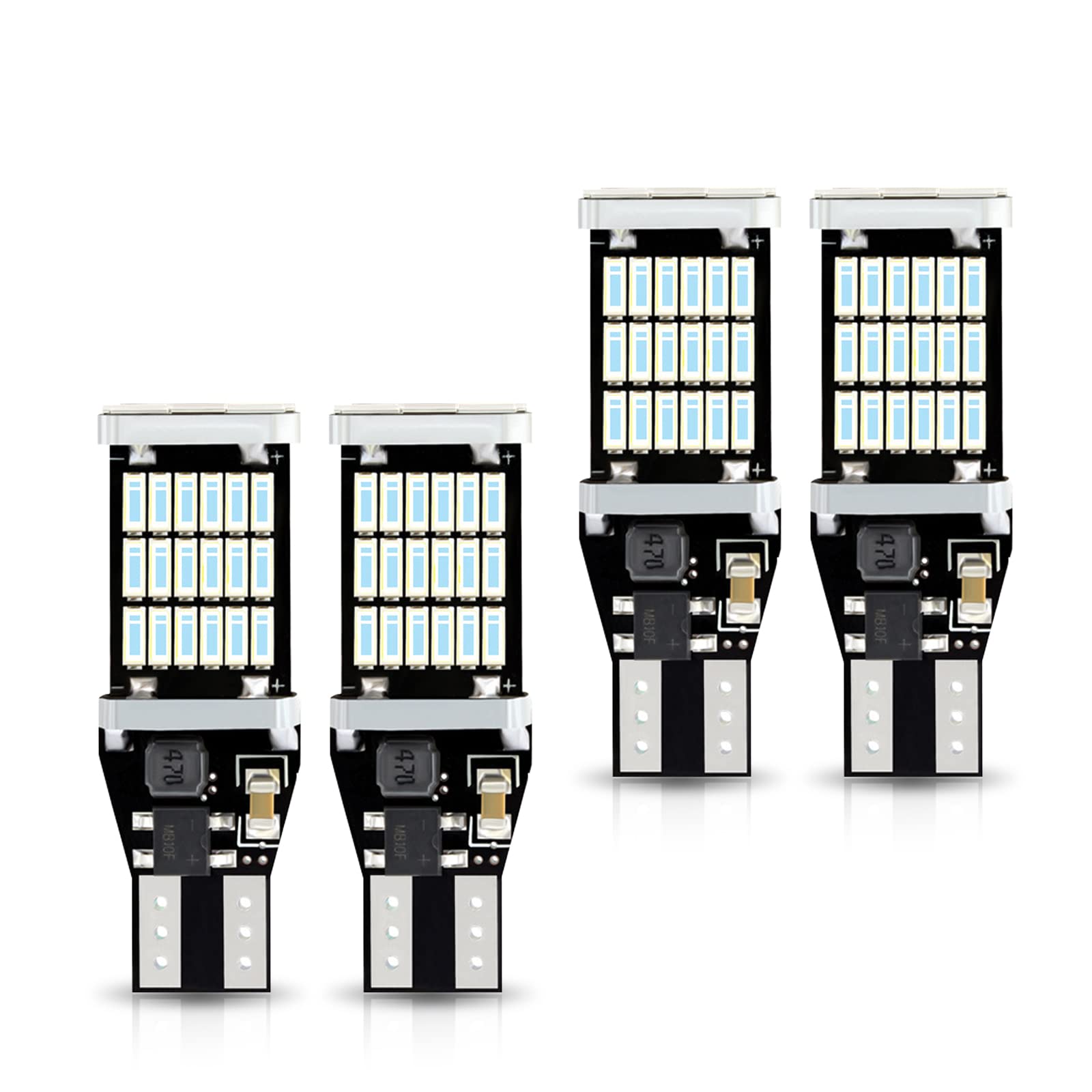 TimNas Pack-4 T15 4014 45SMD Car LED Reverse Lights, 12V 6500K Car Turn Signal Bulbs, 800LM High Brightness Brake Light for Most Cars Trucks RVs (Ice Blue)