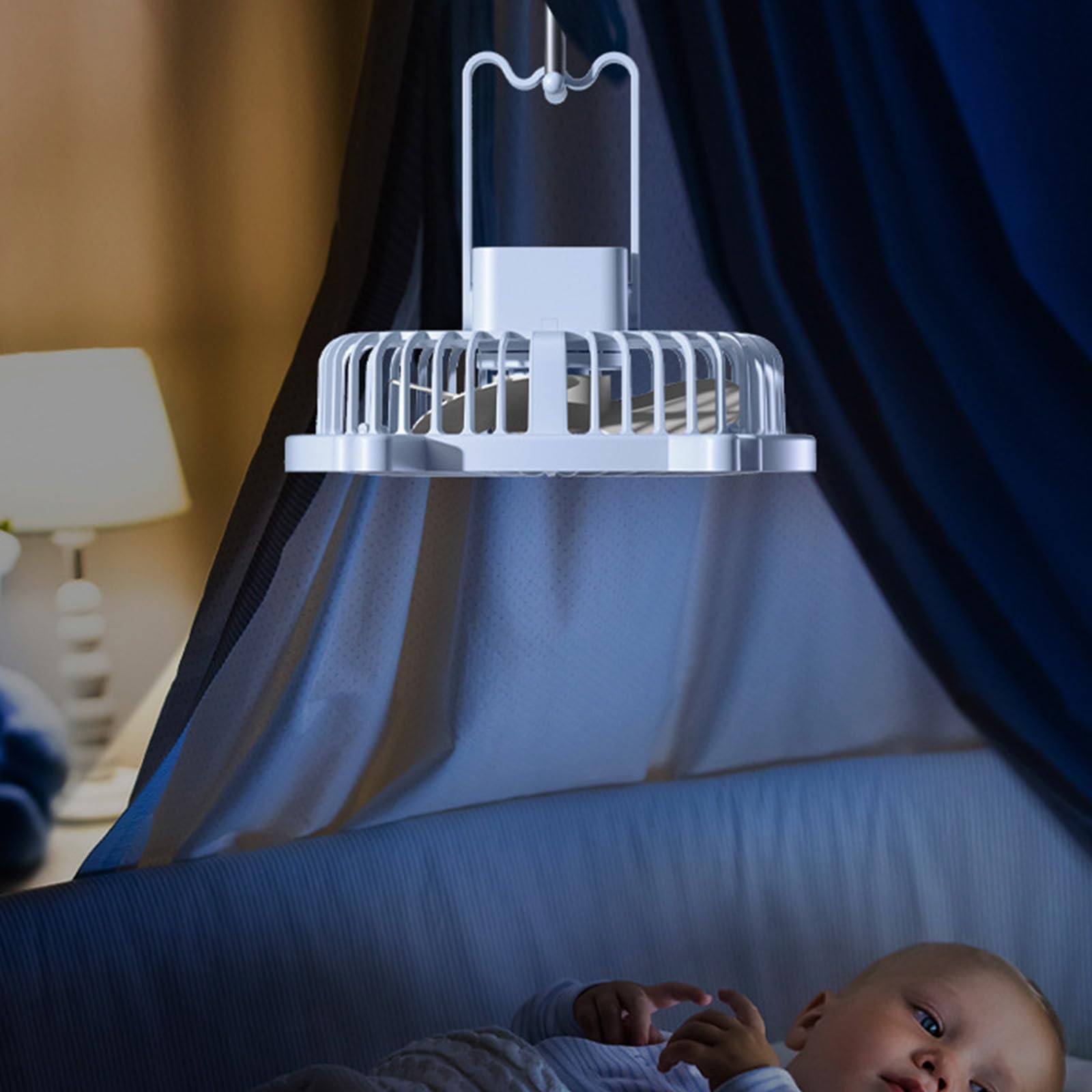 Piccolo ventilatore da scrivania, ricarica USB, vento forte, tre velocità, silenzioso per la camera da letto, blu pavone | Leroy Merlin