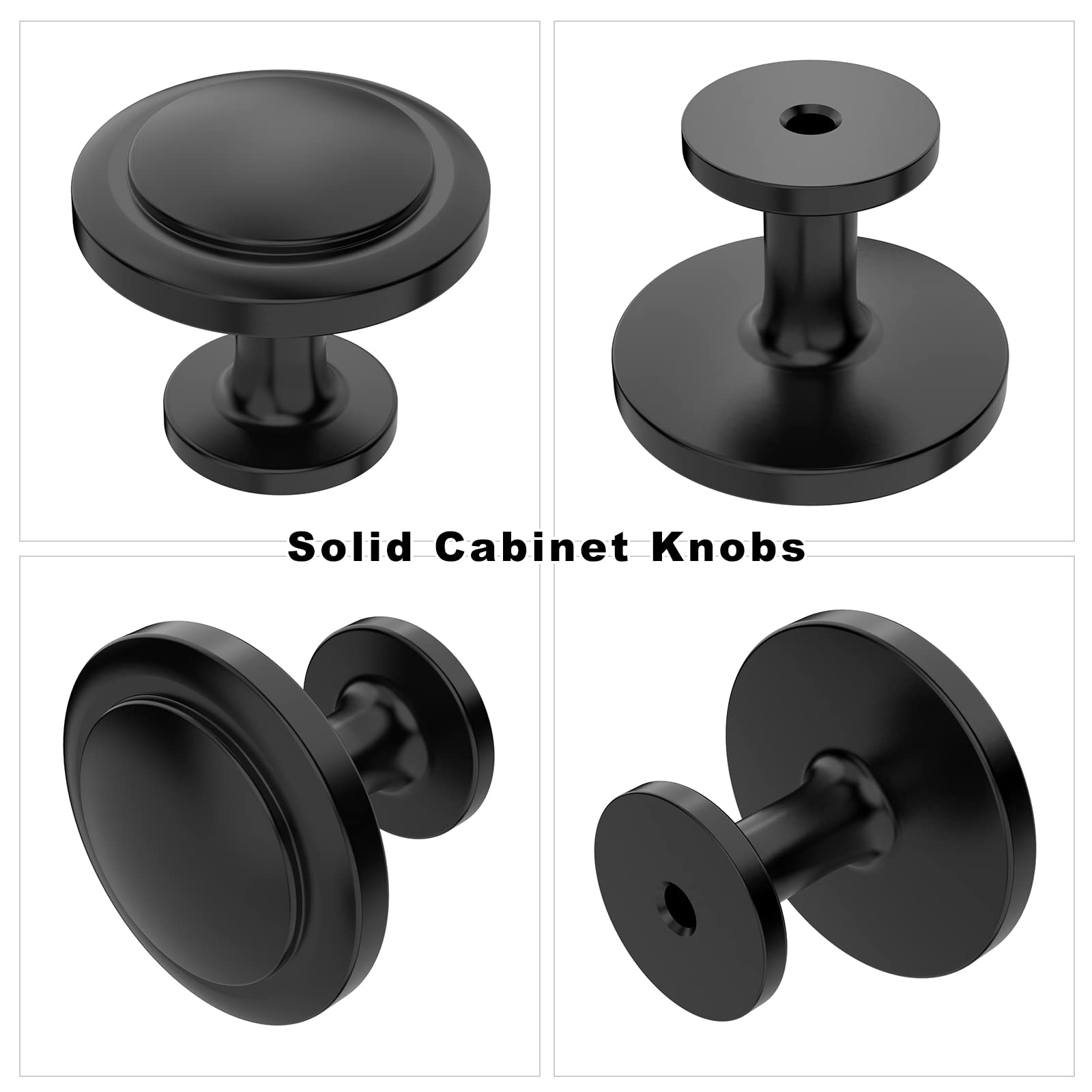 Amerdeco 12 pezzi Pomelli per Mobili Nero per Mobili da Cucina Pomelli Acciaio Inox per Mobili Rotondo maniglie con vite pomelli per cassetti