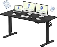 Vista 23 de Flexispot - Escritorio eléctrico de pie, soporte para computadora para oficina en casa, mesa de trabajo de altura ajustable Arce