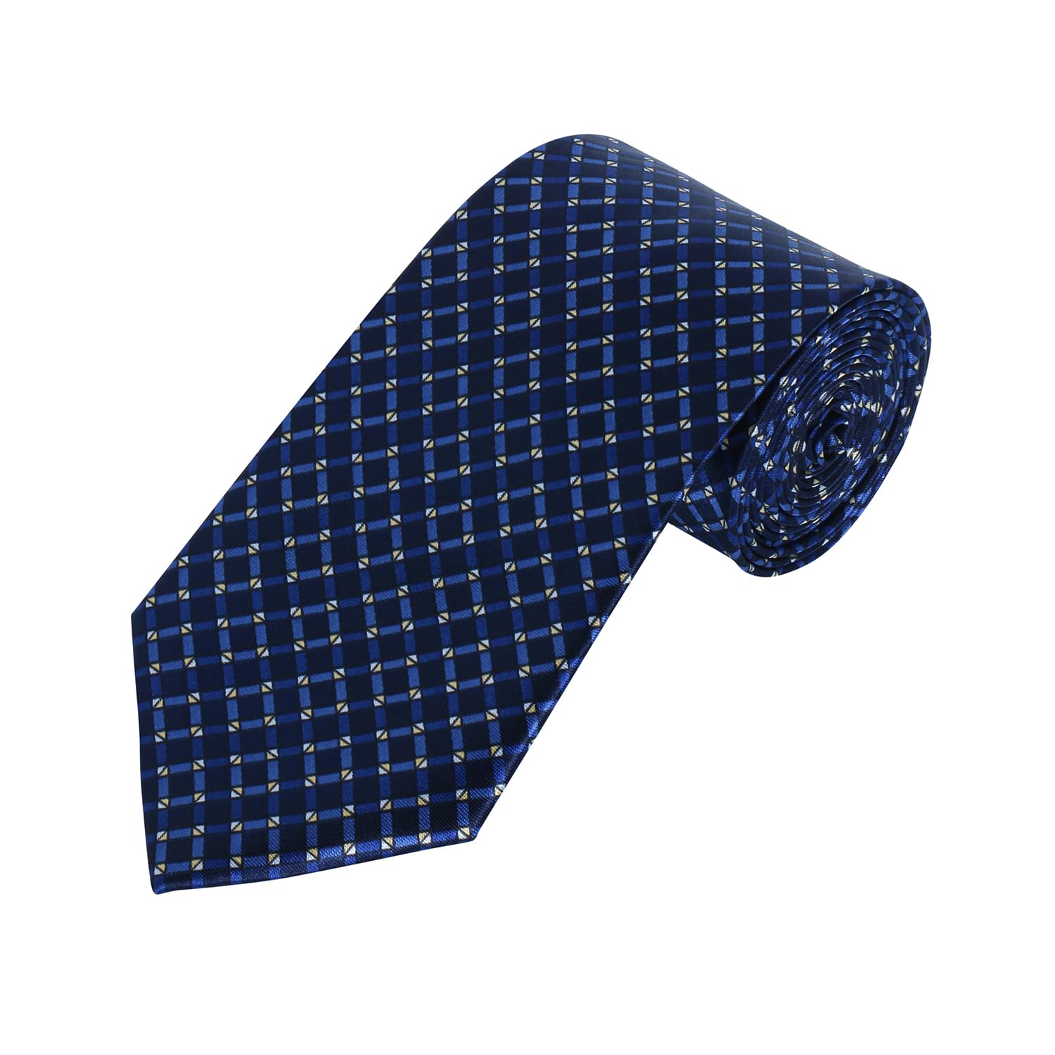 Men's Navy Blue Check/Plaid Weave Jacquard Tie for Wedding, Party & Formal Wear-image-5