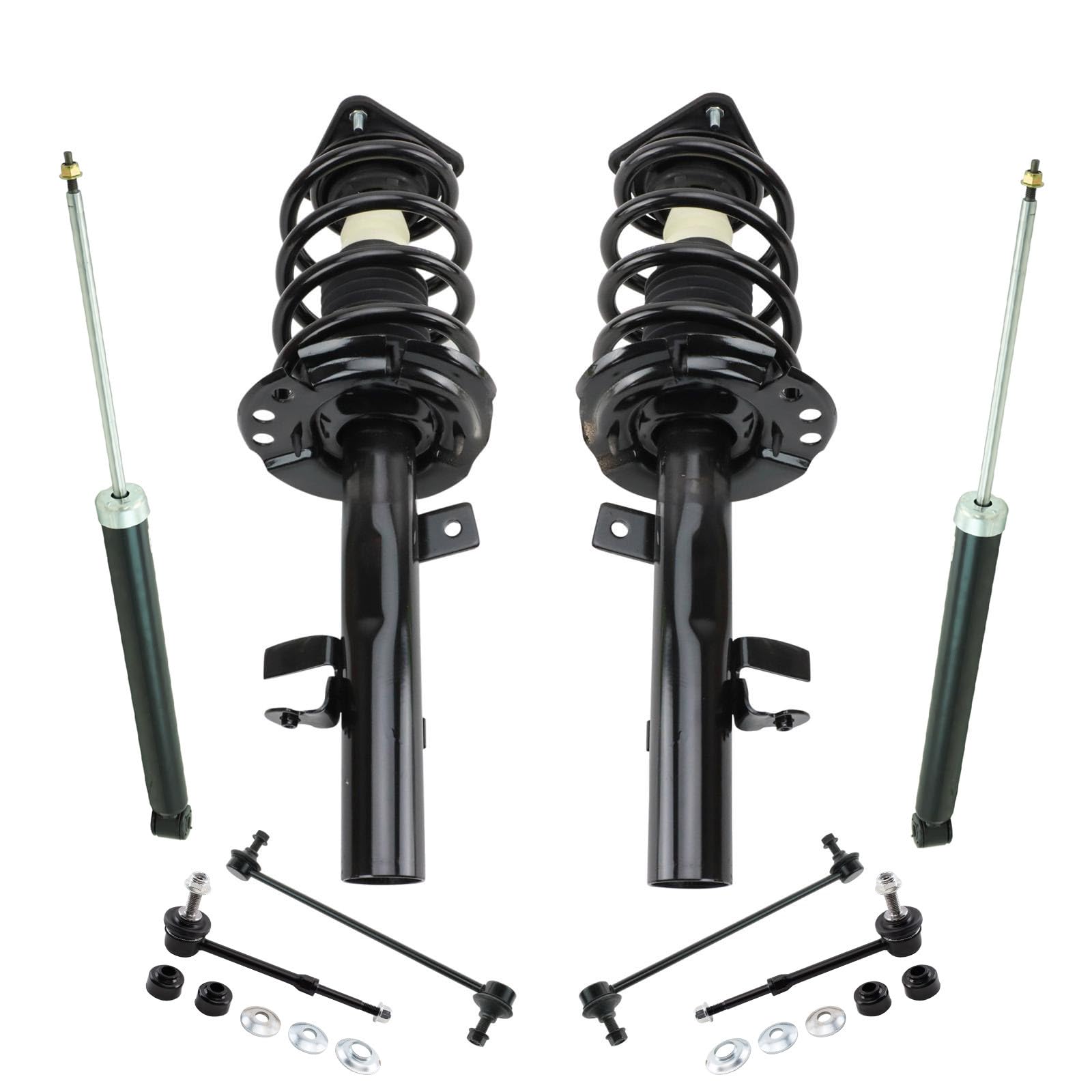 TRQ Front and Rear Suspension Kit Complete Strut & Coil Spring Assembly Shock Absorber Sway Bar Stabilizer Link Compatible with 2015-2019 Lincoln MKC