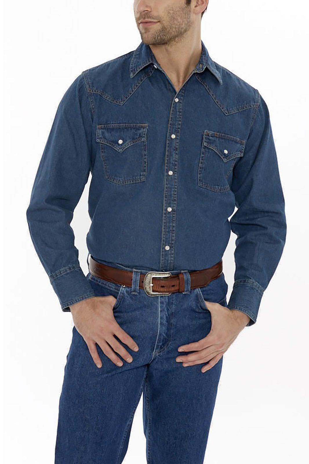 Ely & Walker Men's Big Long Sleeve Denim Western Shirt