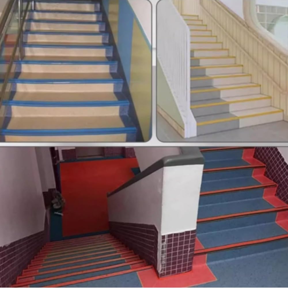 Cantos Escaleras Tiras Azul Tira Antideslizante Para Borde Escalonado Protección De Esquinas, Perfil De Borde De Escalera Con Tira De PVC, Perfil De Protección Para Borde Para Escalones(Blue,1