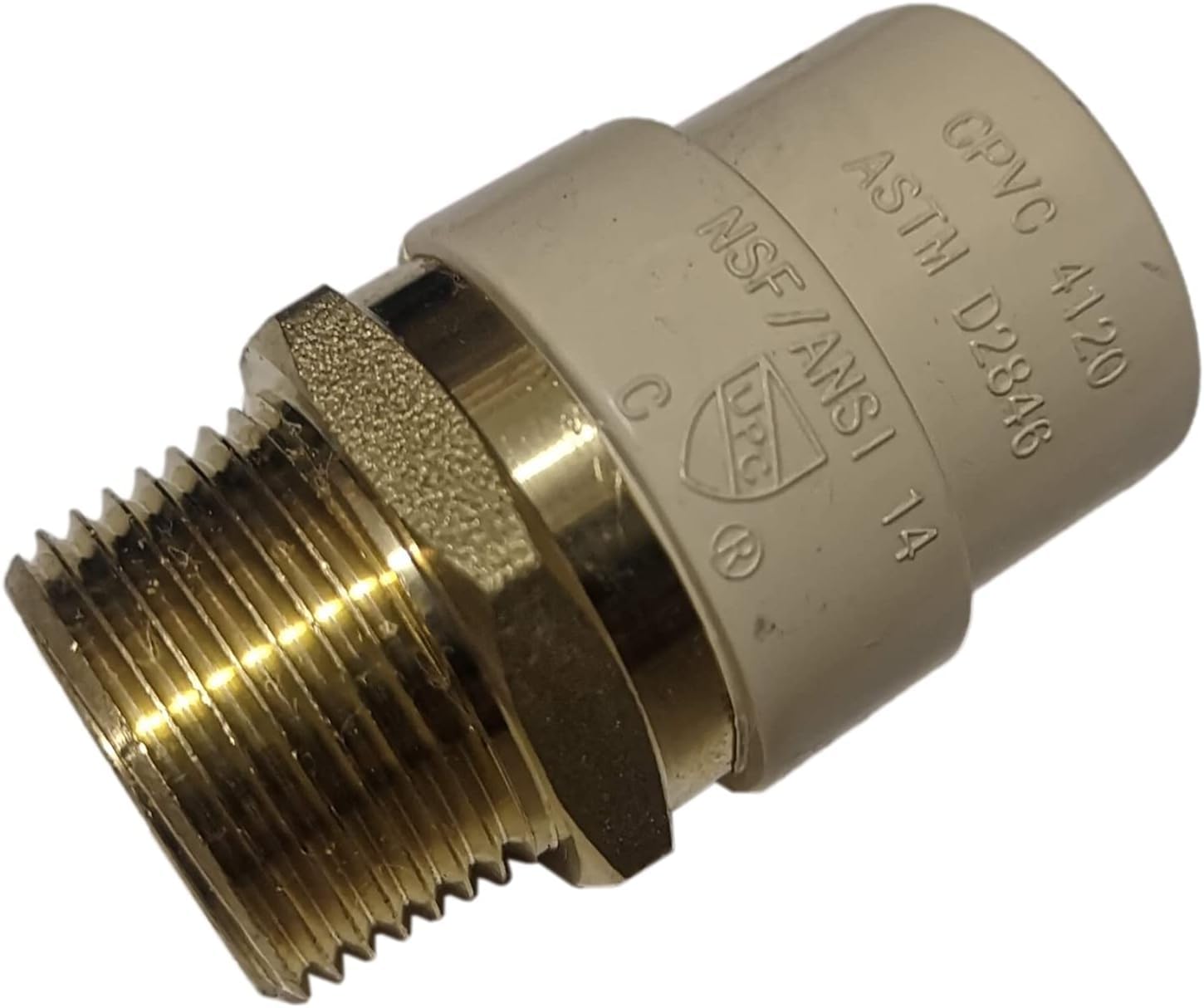10 Stück 3/4 Zoll NPT x 3/4 Zoll CPVC Adapter, 1,9 cm CPVC Außenadapter, Messing, 10 Packungen