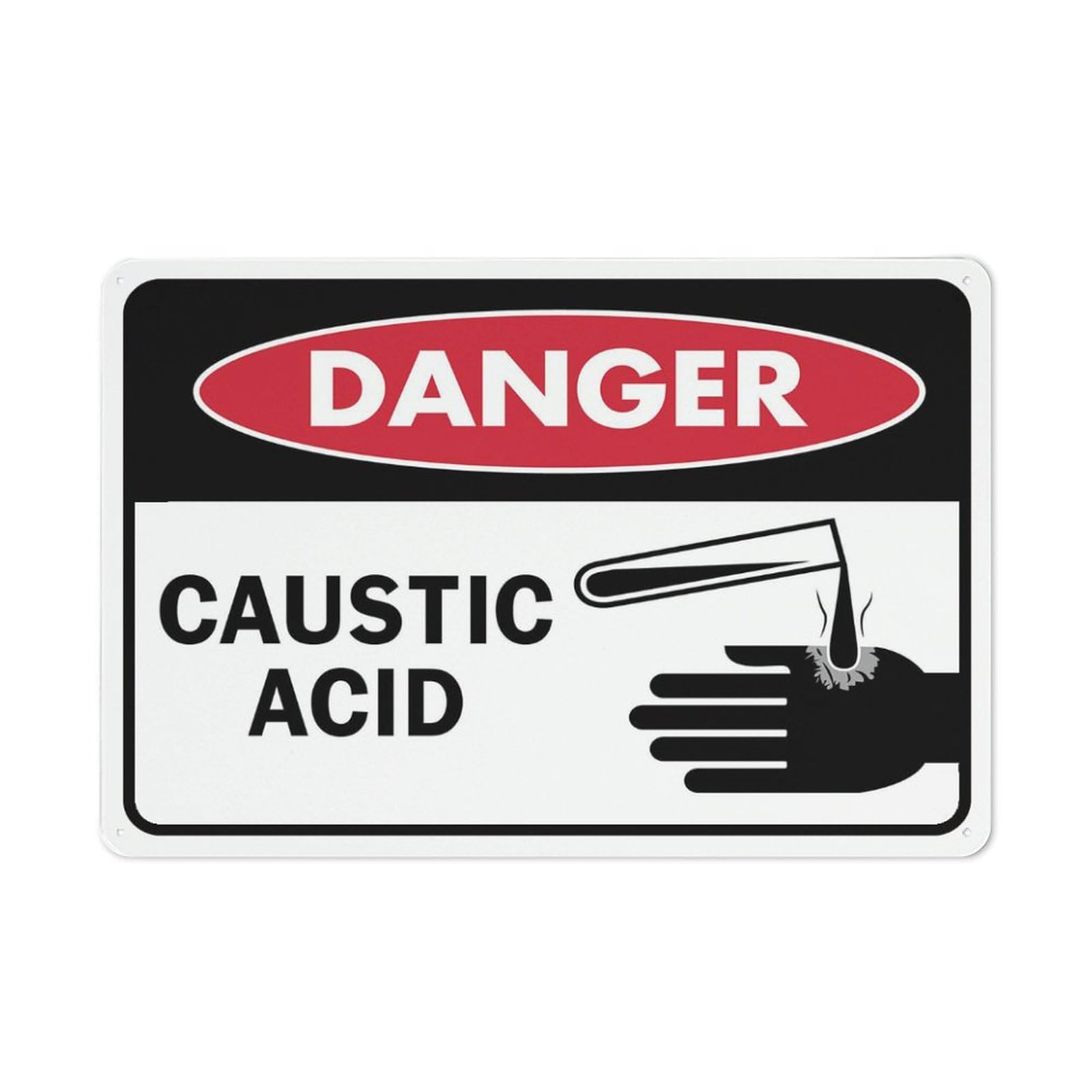 Danger - Caustic Acid (Symbol) Sign, 8x12 Inch Rust-Free Aluminum with UV-Ink Printing, Durable & Weatherproof Outdoor Sign for Home