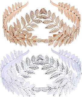Leaves Headband, 2 Pcs Gold Leaf Tiara Vintage Roman Goddess Bridal Hair Crown Branch for Wedding, Headpiece Bridesmaid Prom Hair Accessories for Women Girls