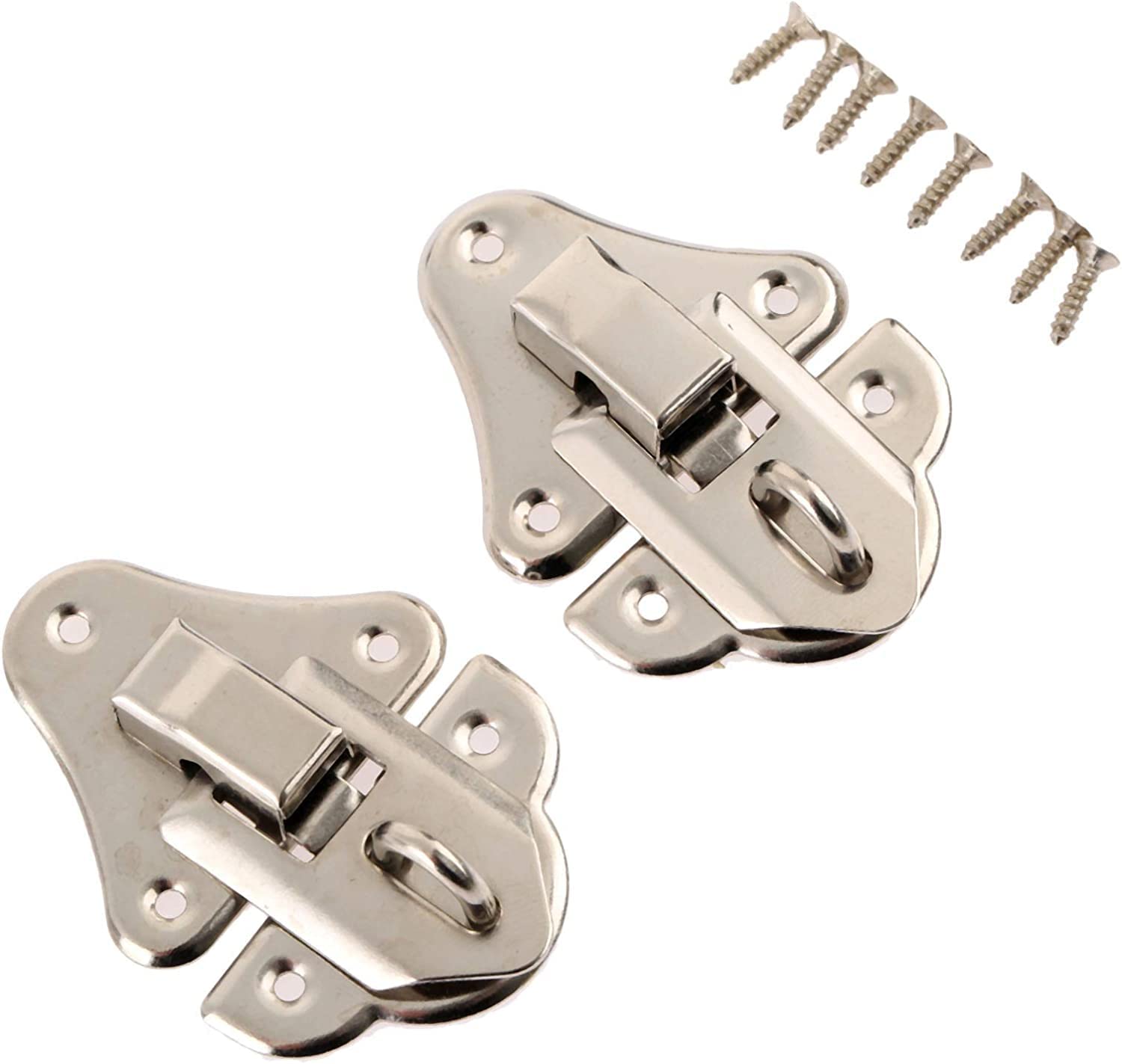 Nvsfzgiyg B Antique Retro Hasp Lock Uckle Hook Eye Latch,2 Pieces Silver Ox Decorative Door For Jewelry Wooden Suitcase With Screws Furniture Hardware 48 * 35Mm Utton(B)