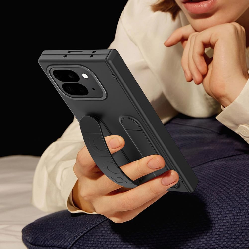 Etui ze stojakiem do Google Pixel 10 Pro Fold, ochrona ekranu, all-inclusive zawias z paskiem na rękę, ochrona przed upadkiem, niebieskie, 10 Pro Fold
