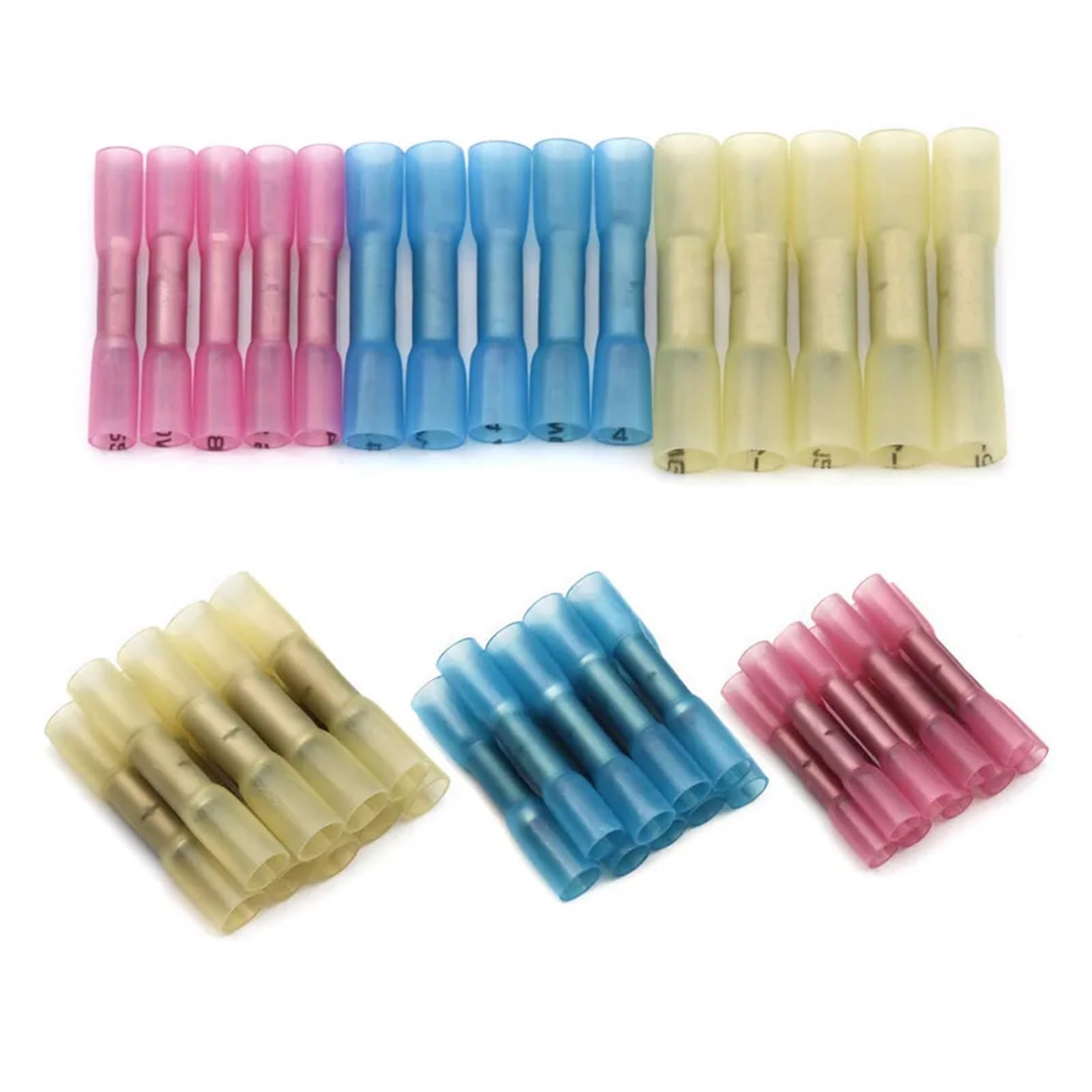 UYCUODLUY 100PCS Heat Shrinkable Terminal Wire Butt Connector Insulated Electrical Crimp Terminal With 3 Colors