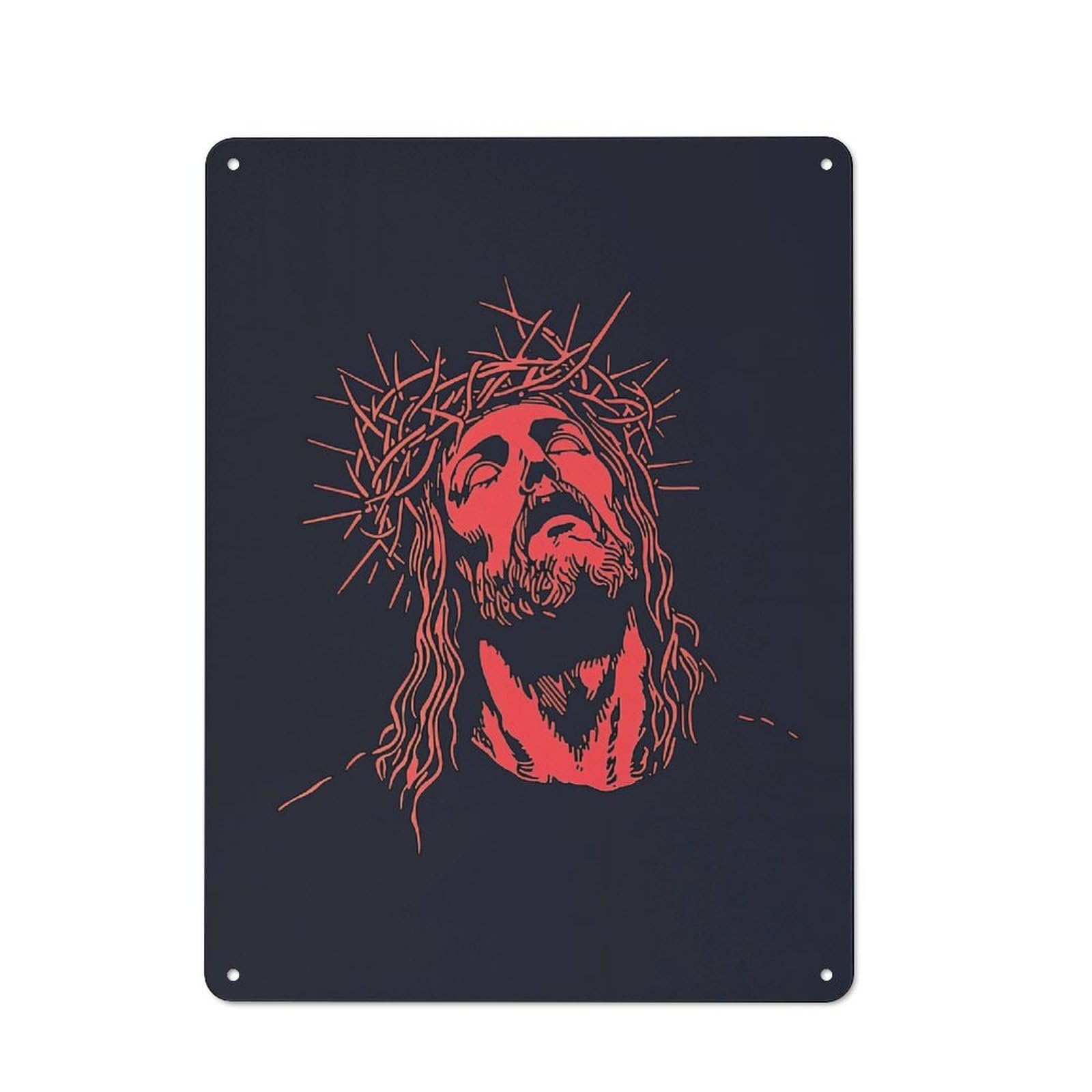 Junmoney Jesus Christ Crown Of Thorns Rustic Tin Sign 40X30cm Featuring For Bar Or Restaurant, A Housewarming Gift For Bar Decor Enthusiasts