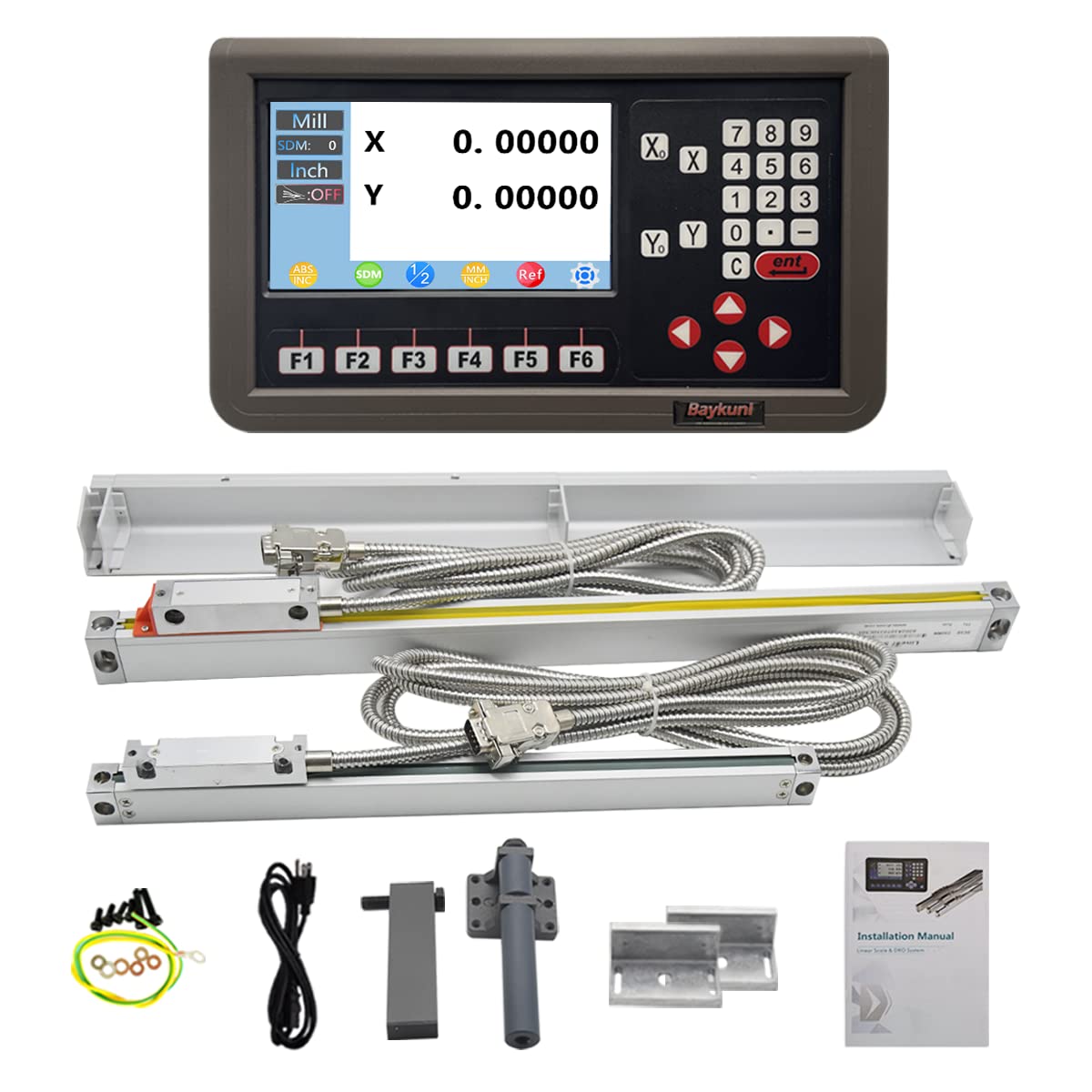 Baykunl 10 40 Lathe DRO 2 Axis DRO Digital Readout Slim 220mm 1020mm Linear Glass Scale for Lathe Machine 5um Resolution US Stock